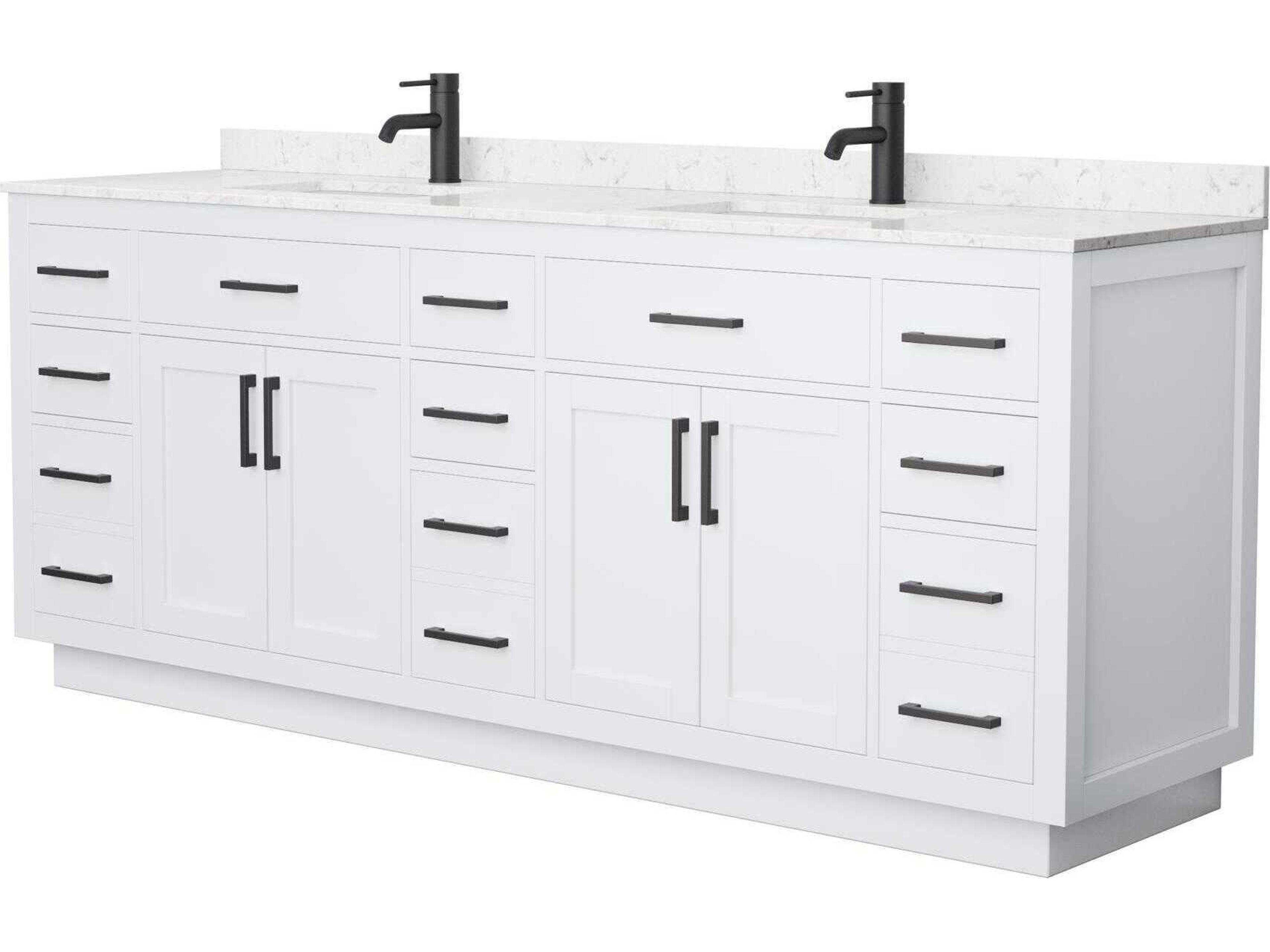 Beckett-TK 84" White Vanity with Toe Kick
