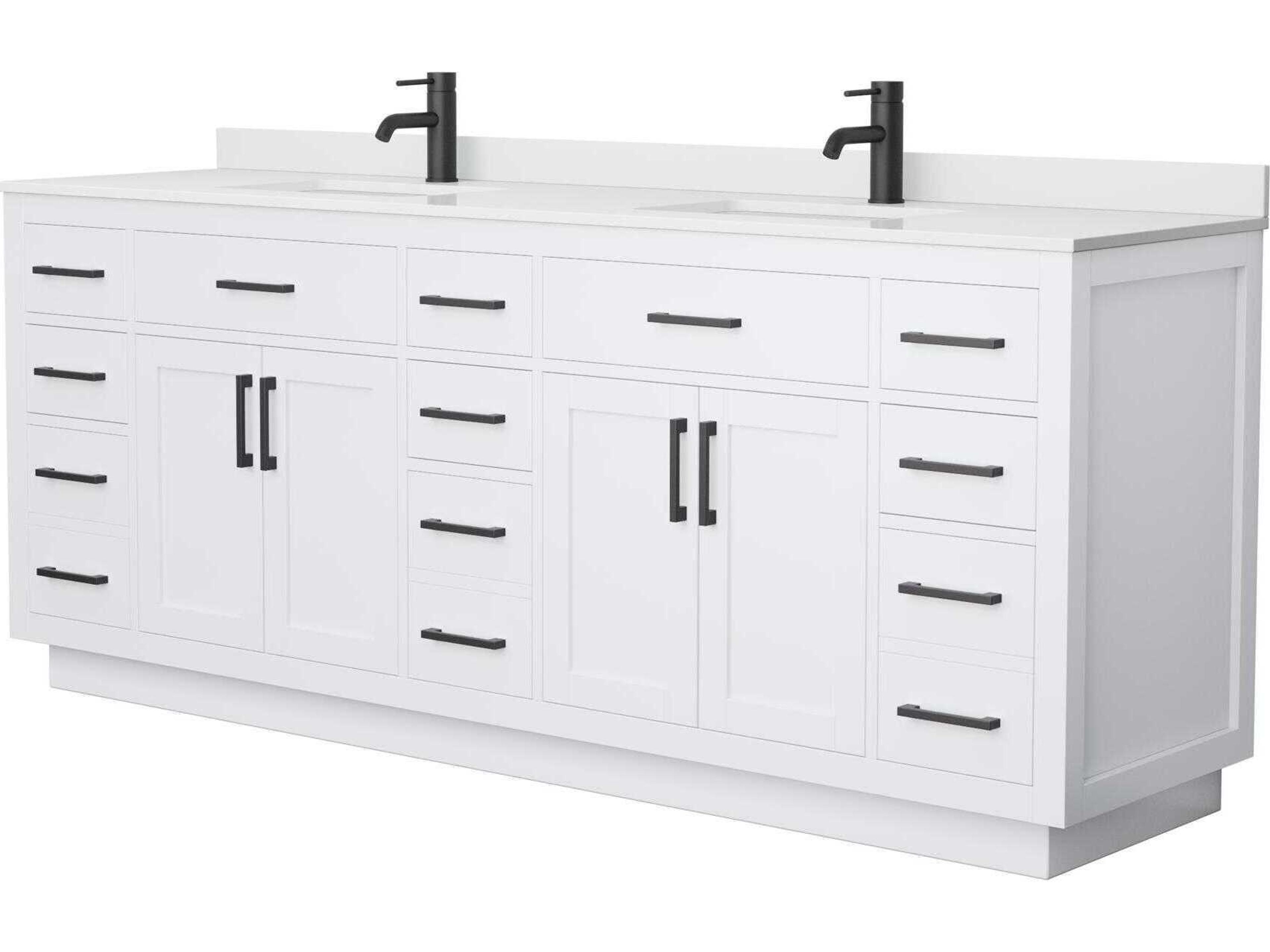 Wyndham Collection Beckett-TK 84" White Vanity with Toe Kick