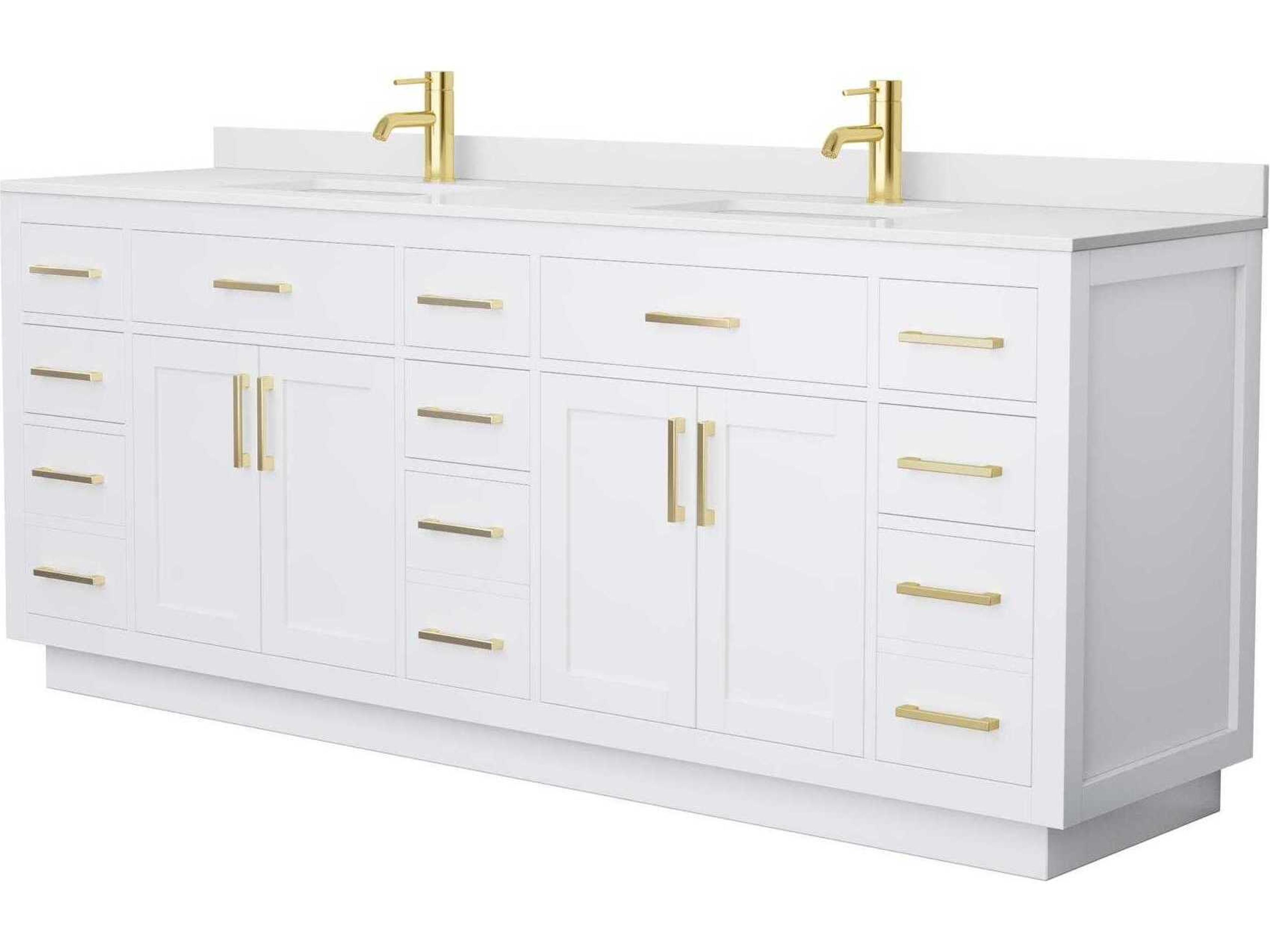 Wyndham Collection Beckett-TK 84" White Vanity with Toe Kick