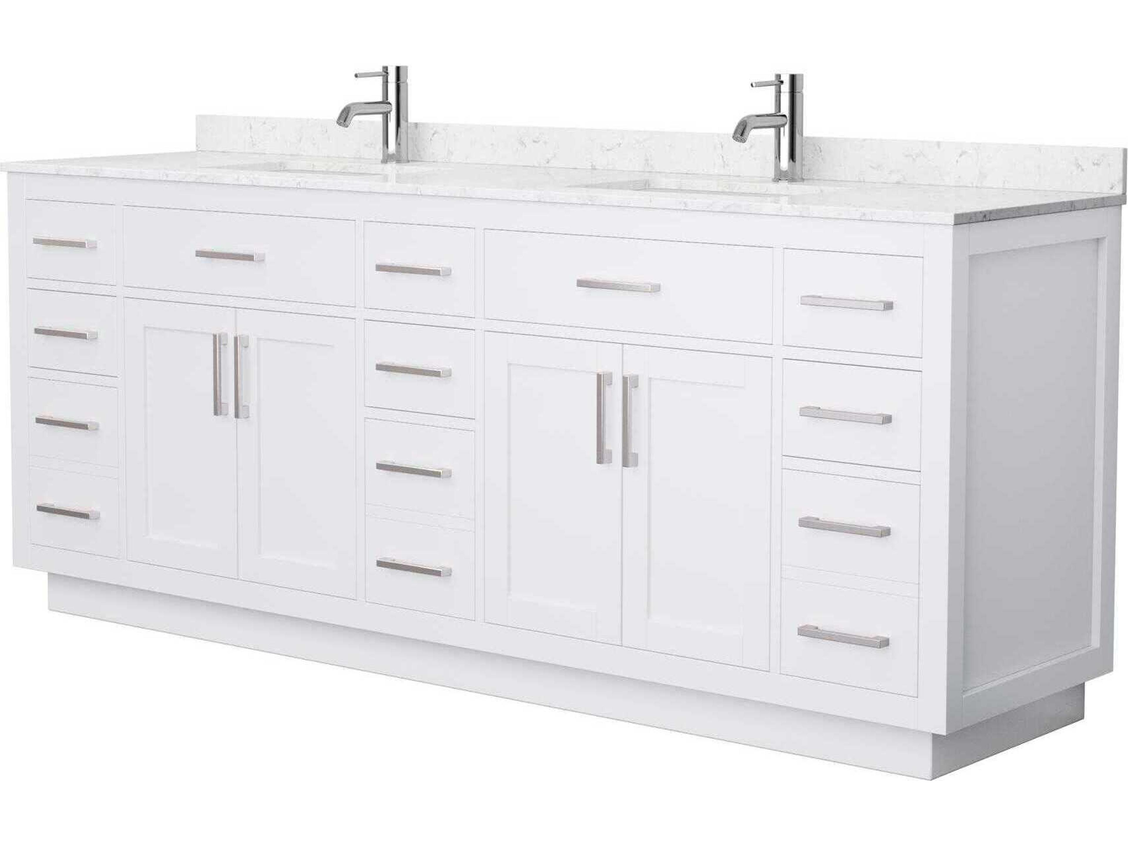Wyndham Collection Beckett-TK 84" White Vanity with Toe Kick