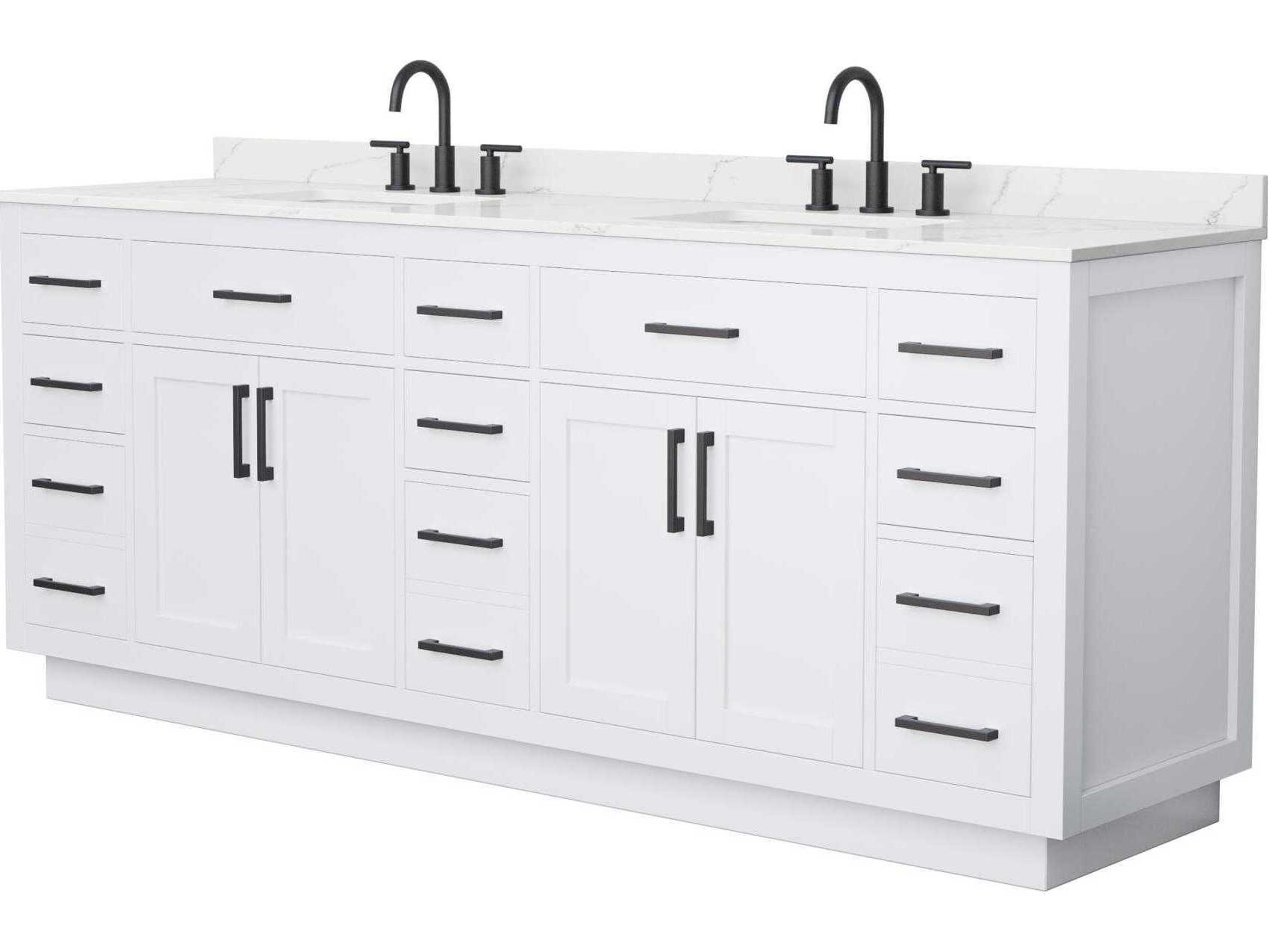 Wyndham Collection Beckett-TK 84" White Vanity with Toe Kick