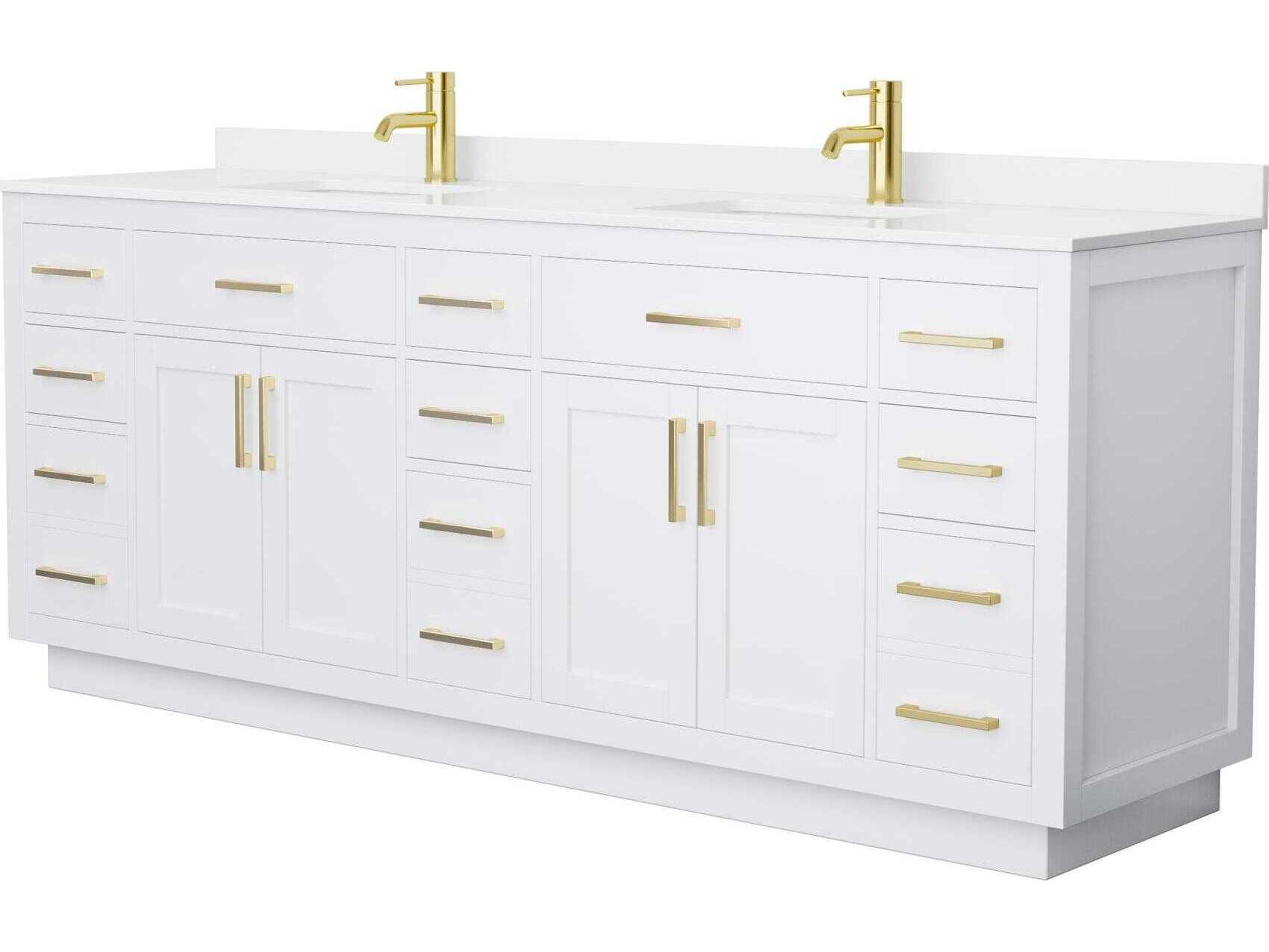 Wyndham Collection Beckett-TK 84" White Vanity with Toe Kick