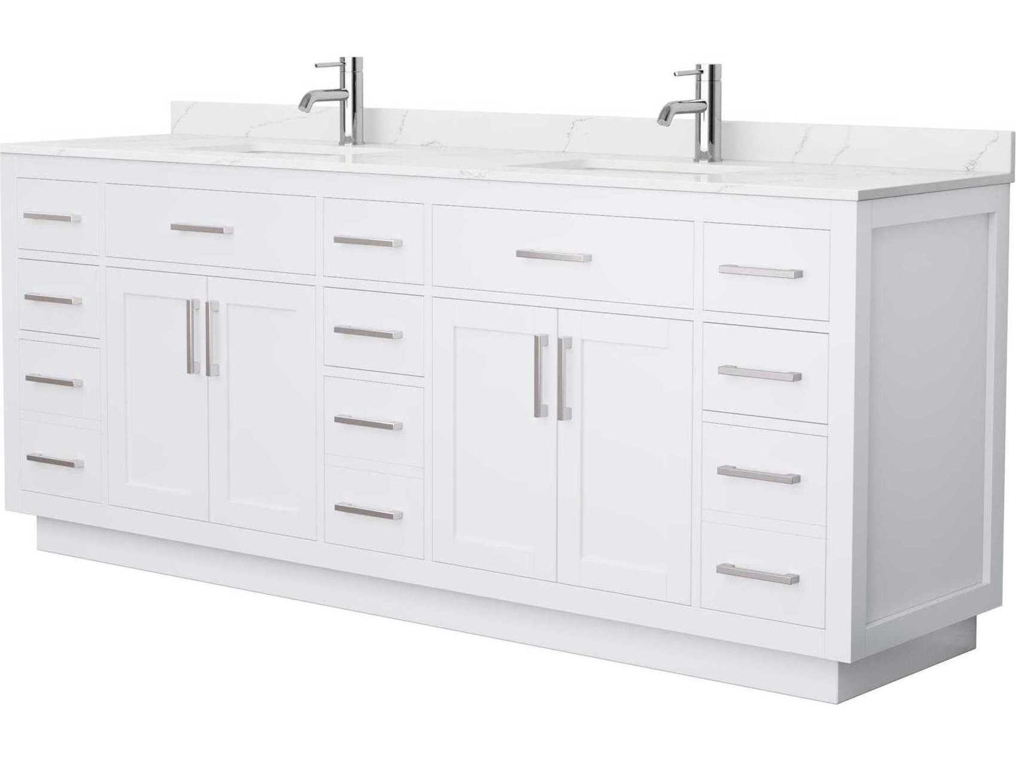 Wyndham Collection Beckett-TK 84" White Vanity with Toe Kick