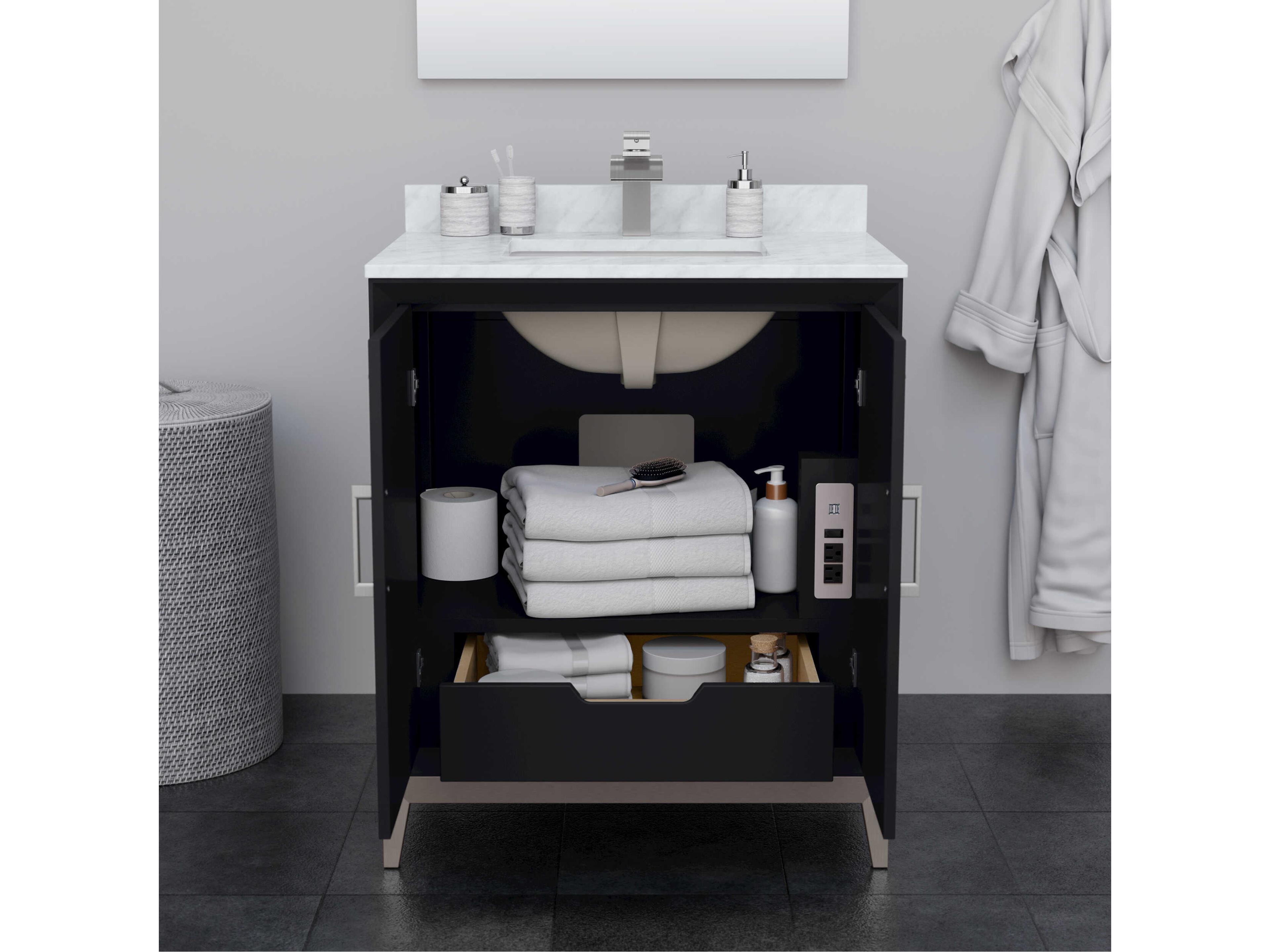 Wyndham Collection Marlena 30" Black Vanity