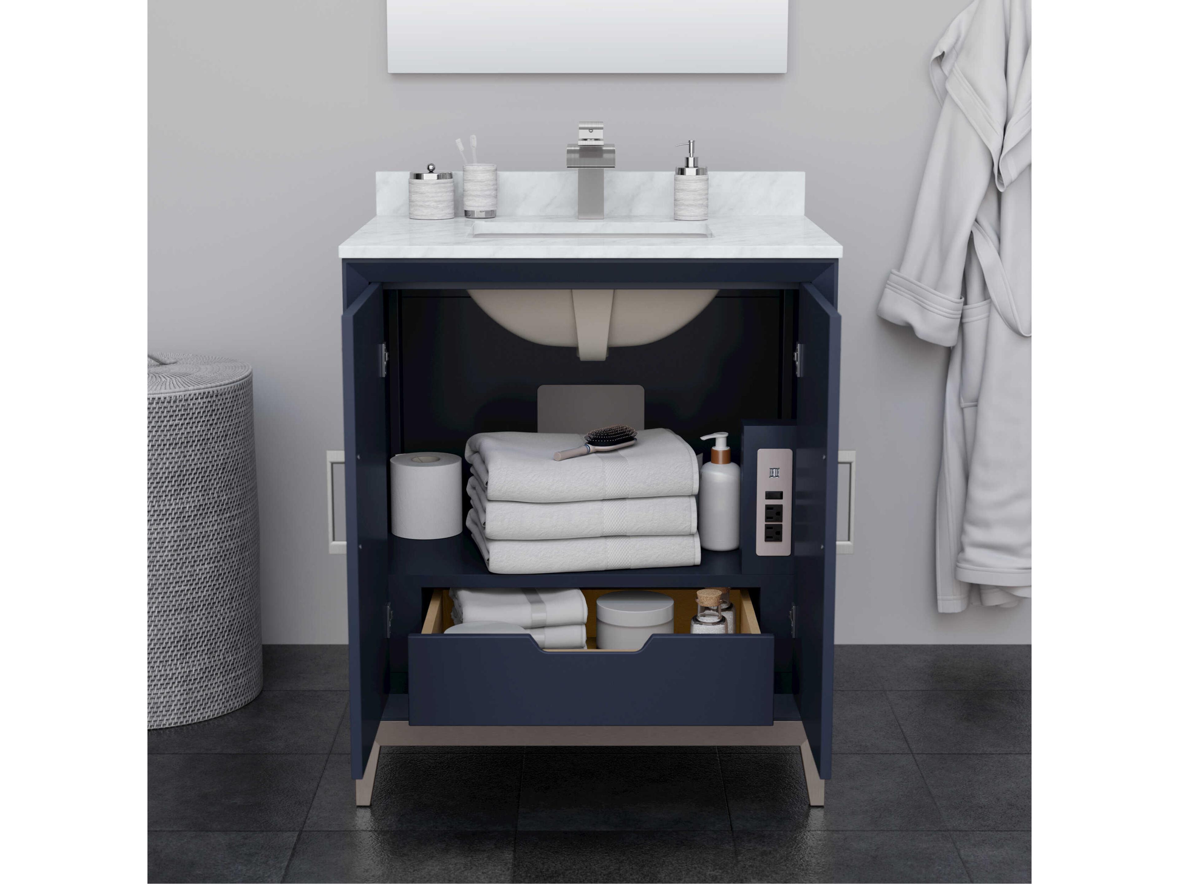 Wyndham Collection Marlena 30" Dark Blue Vanity