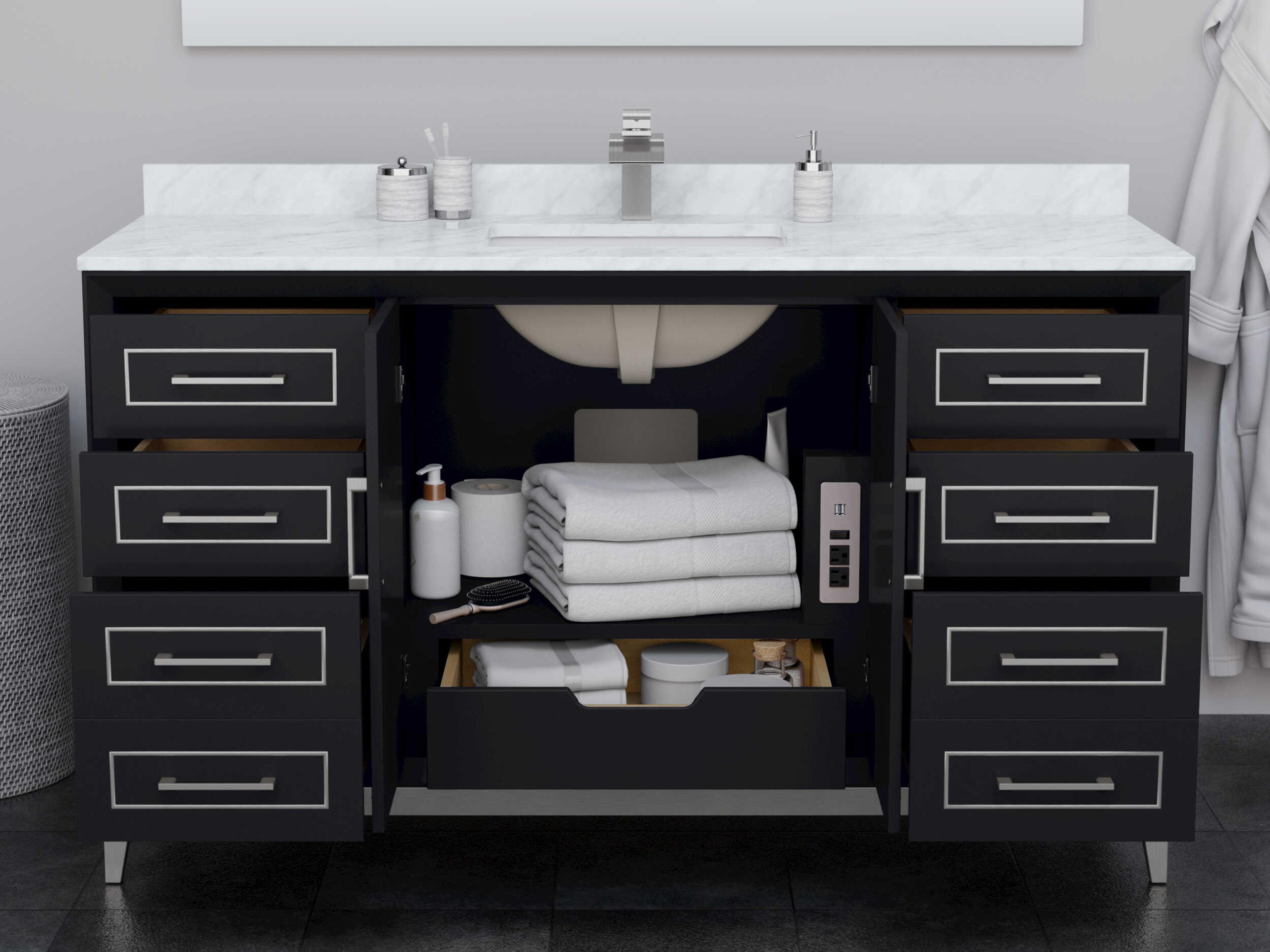 Wyndham Collection Marlena 60" Black Vanity