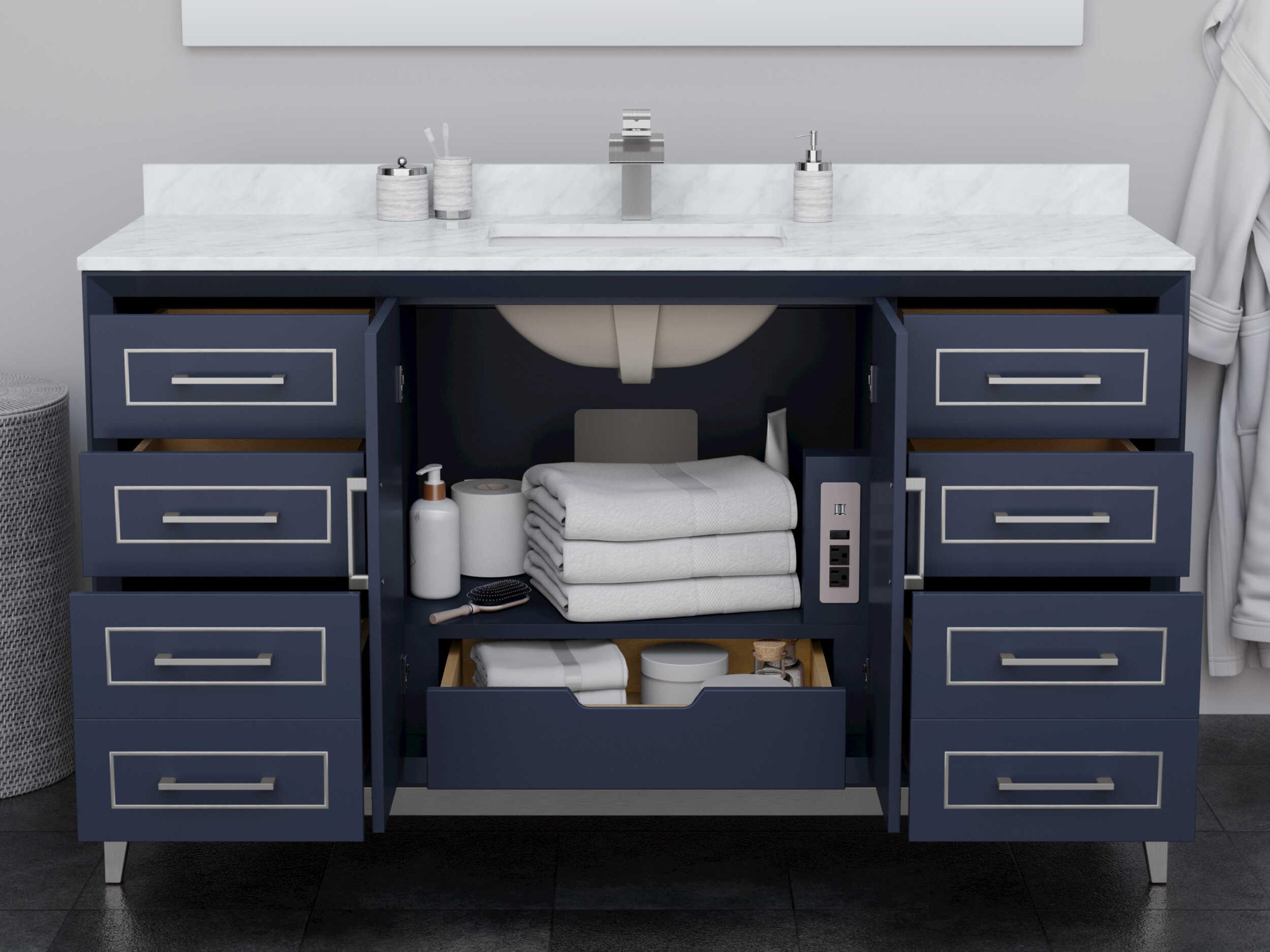 Wyndham Collection Marlena 60" Dark Blue Vanity