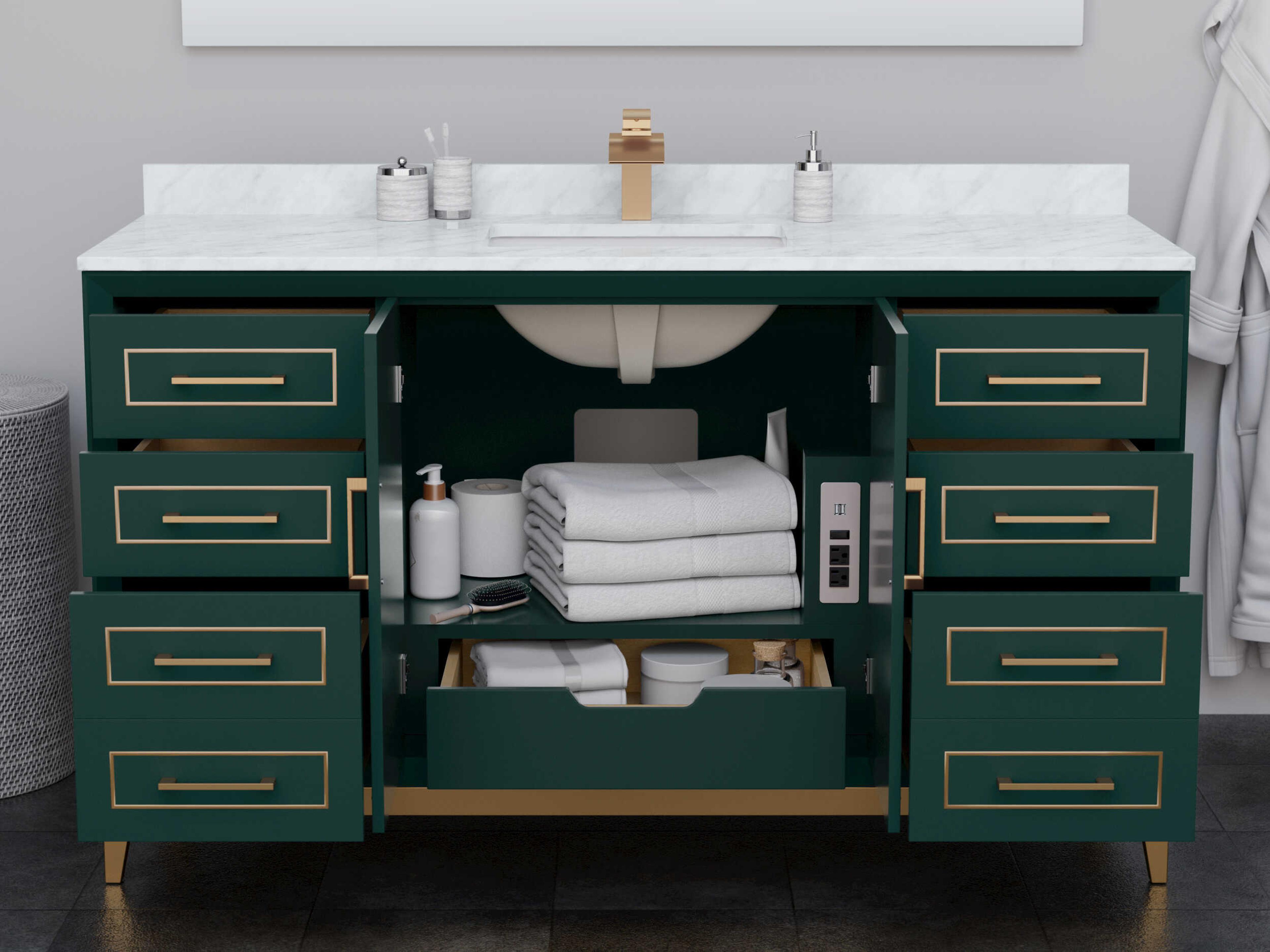 Wyndham Collection Marlena 60" Green Vanity