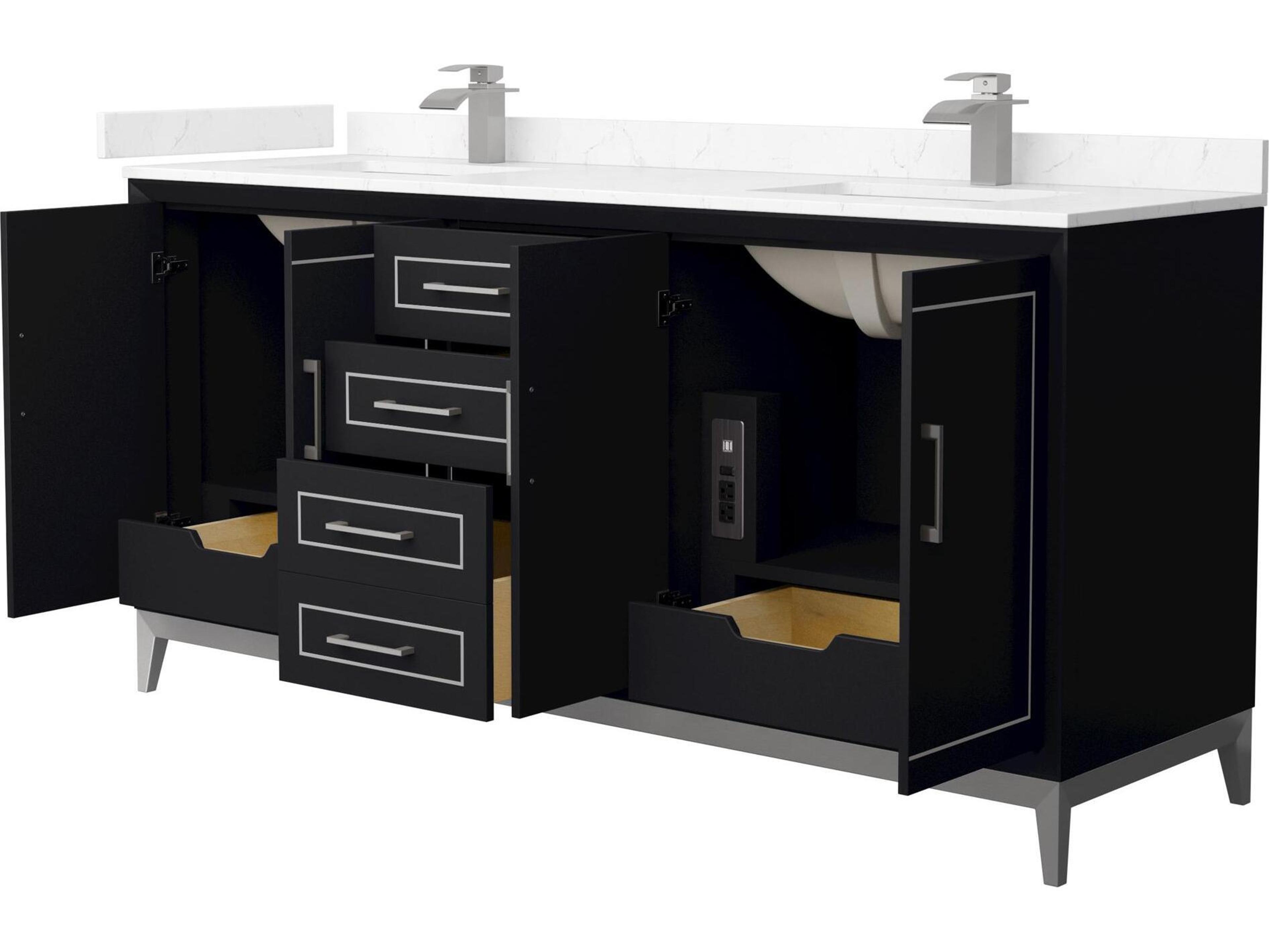Wyndham Collection Marlena 72" Black Vanity