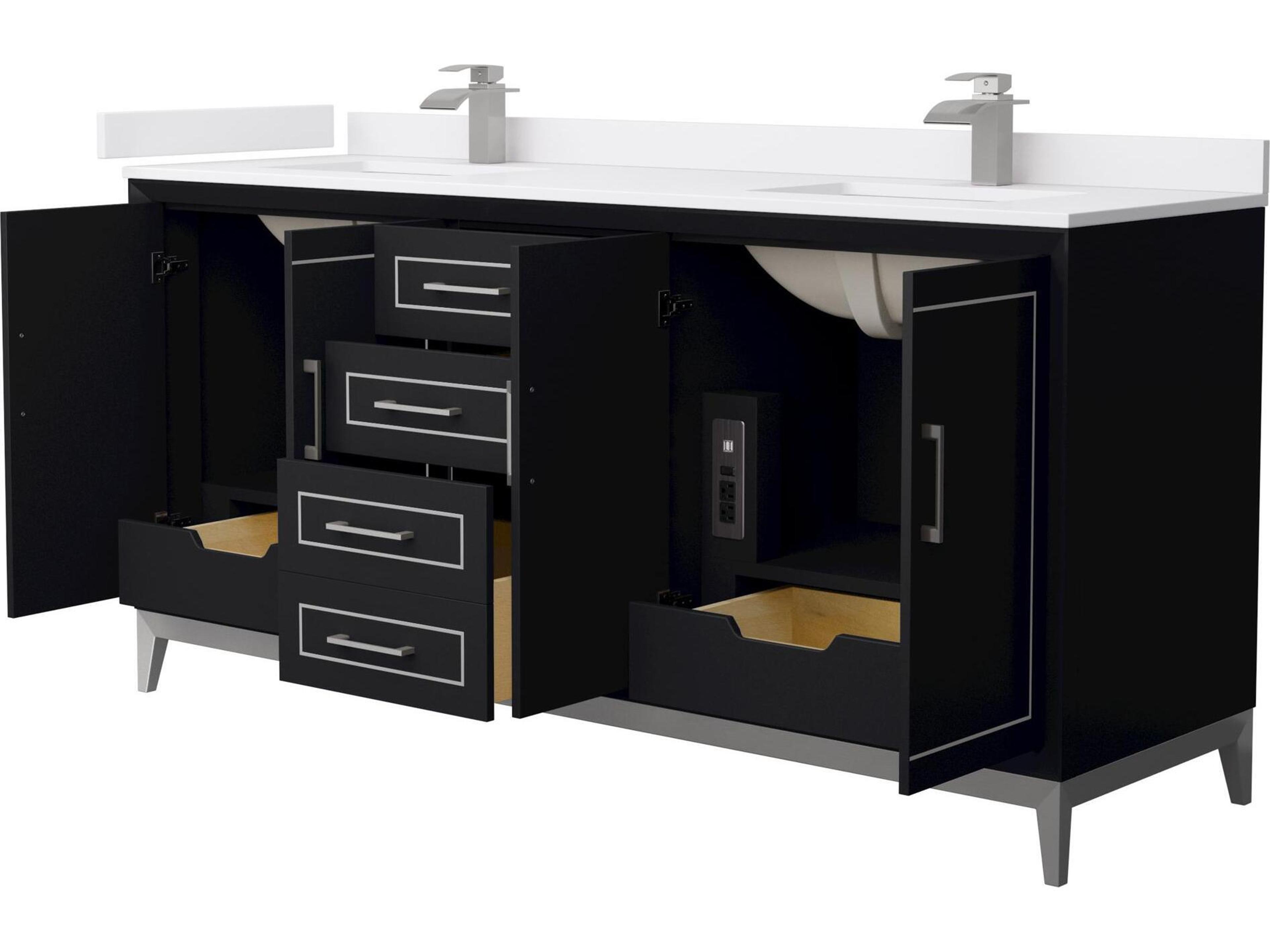 Wyndham Collection Marlena 72" Black Vanity