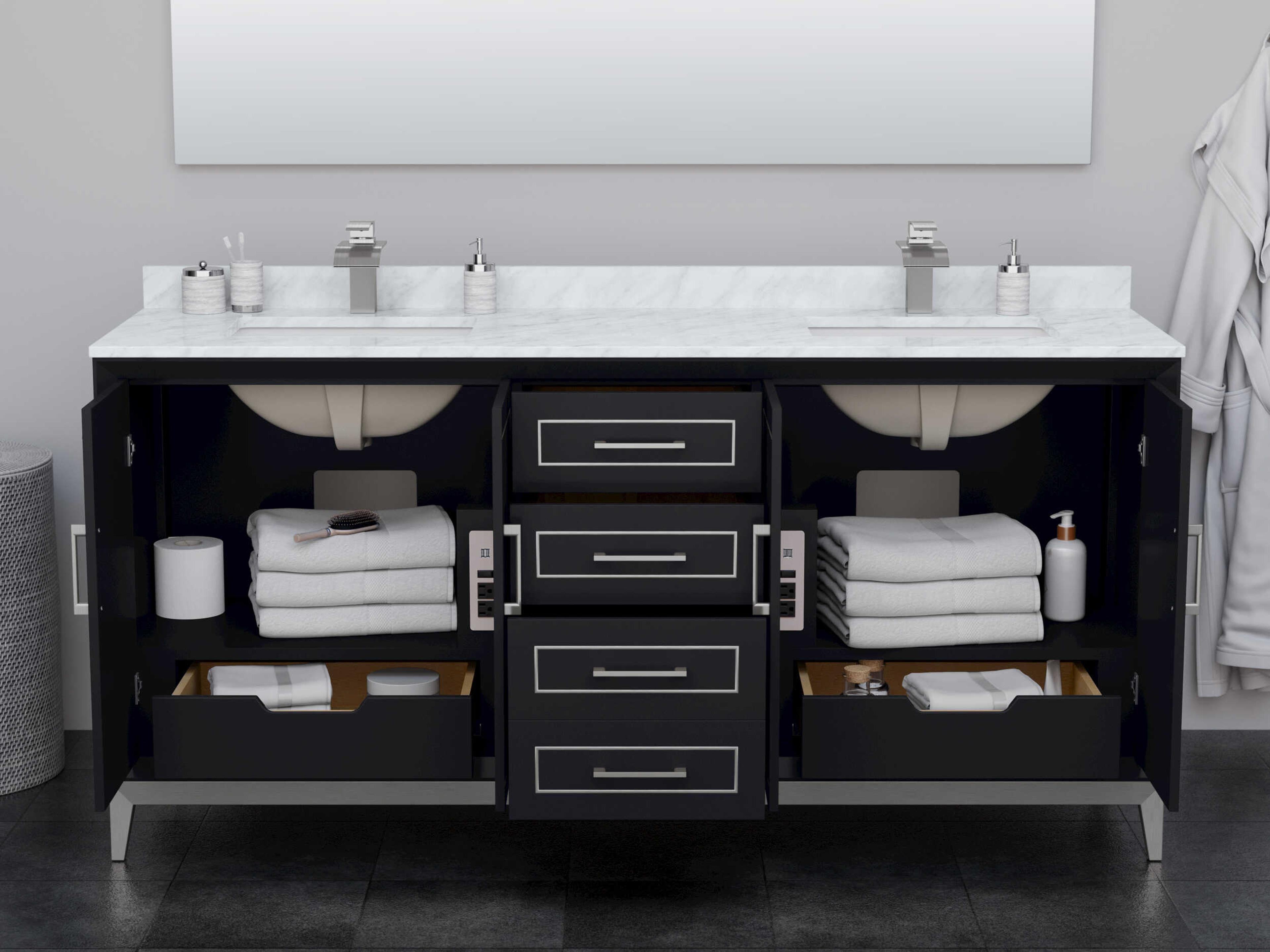 Wyndham Collection Marlena 72" Black Vanity