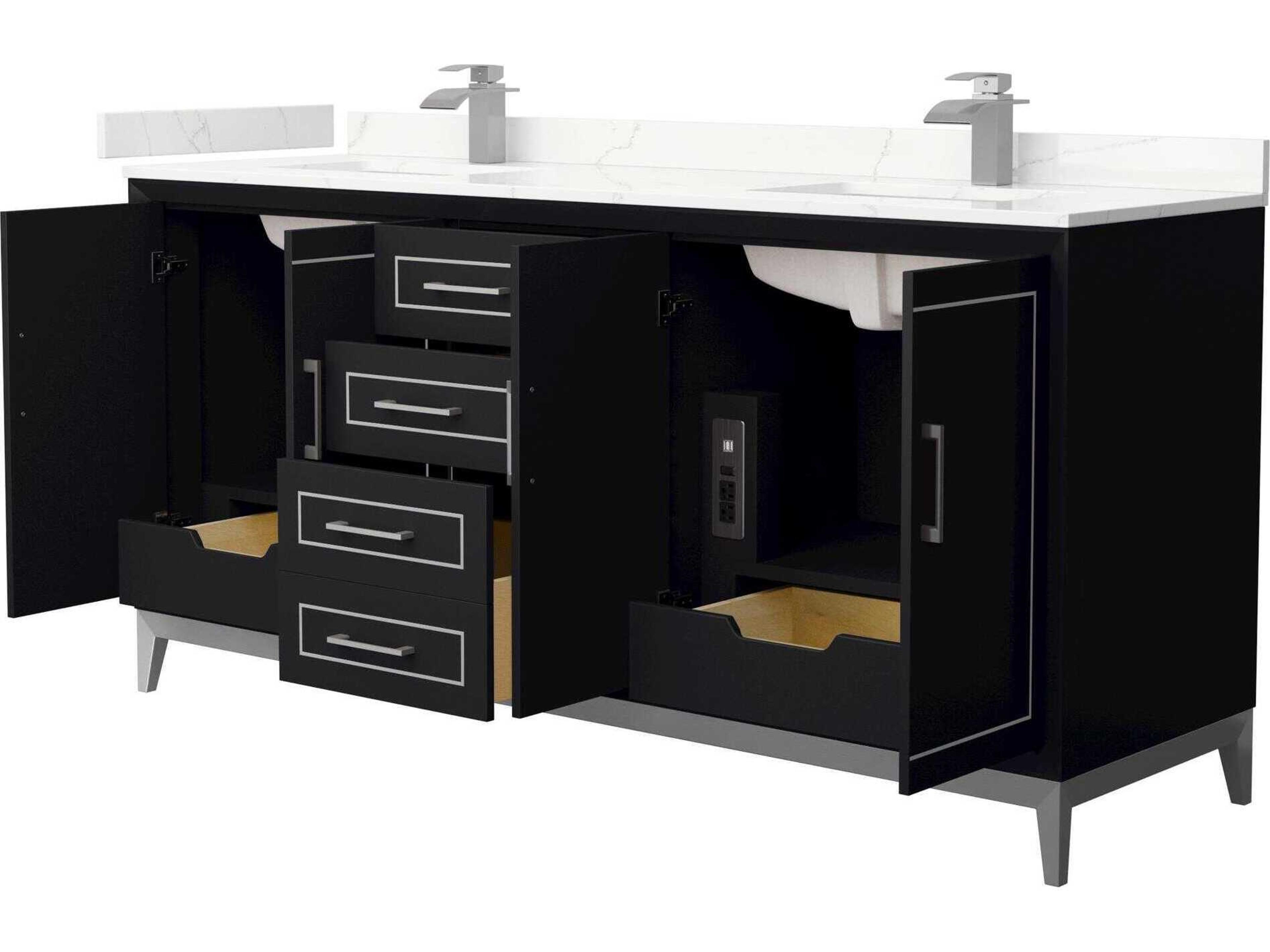 Wyndham Collection Marlena 72" Black Vanity
