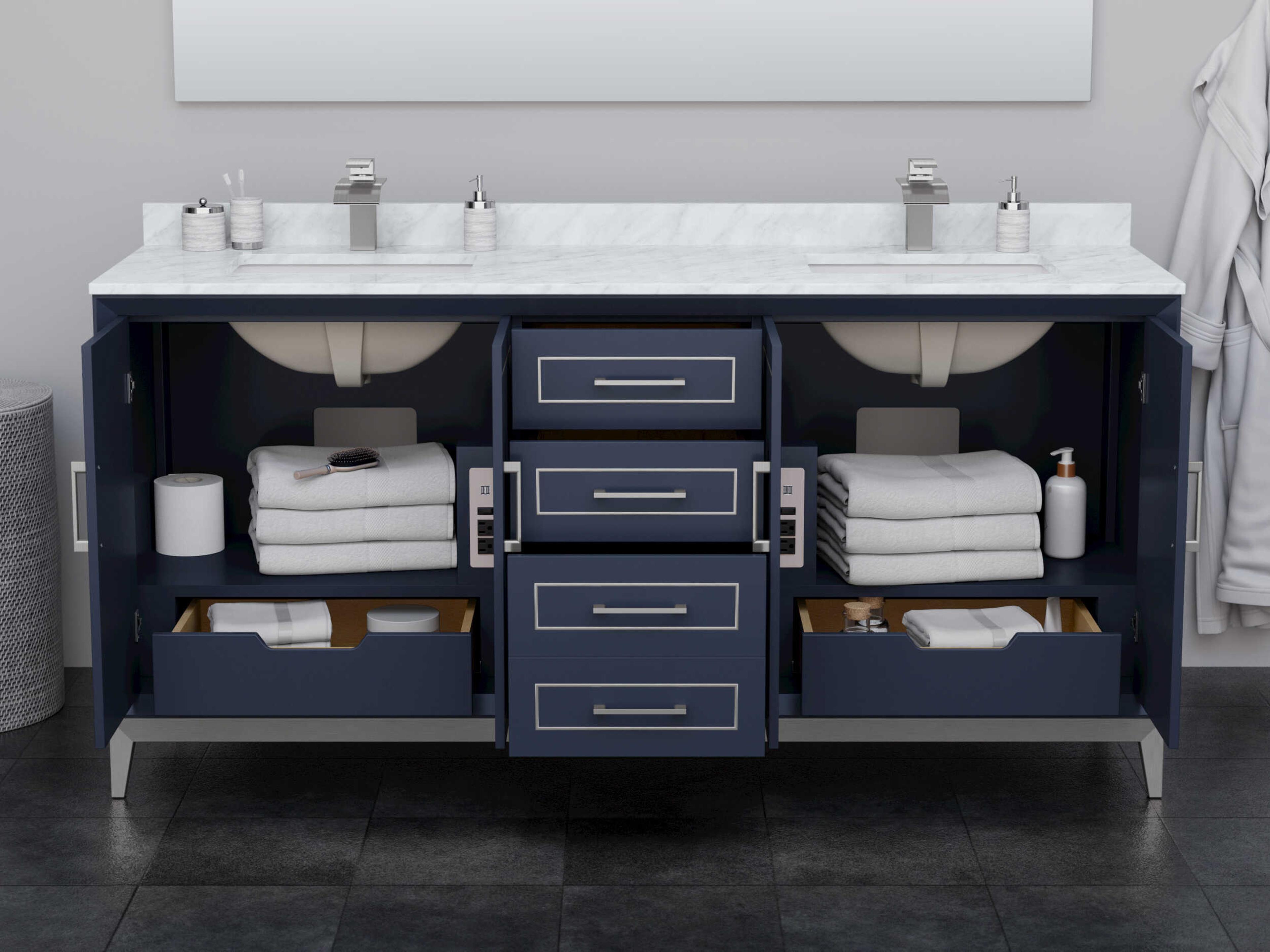 Wyndham Collection Marlena 72" Dark Blue Vanity