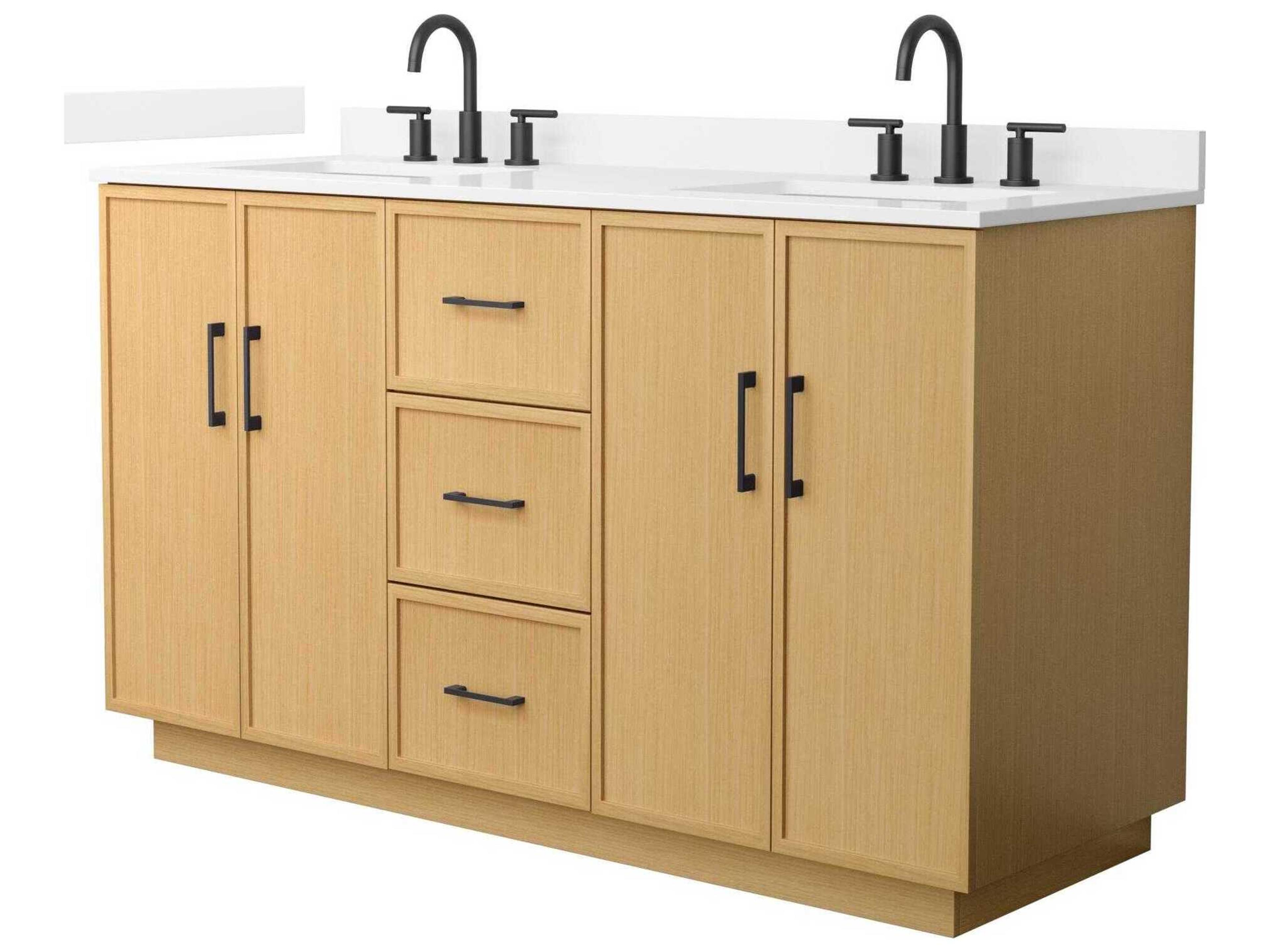 Wyndham Collection Elan-TK 60" Light Oak Vanity with Toe Kick