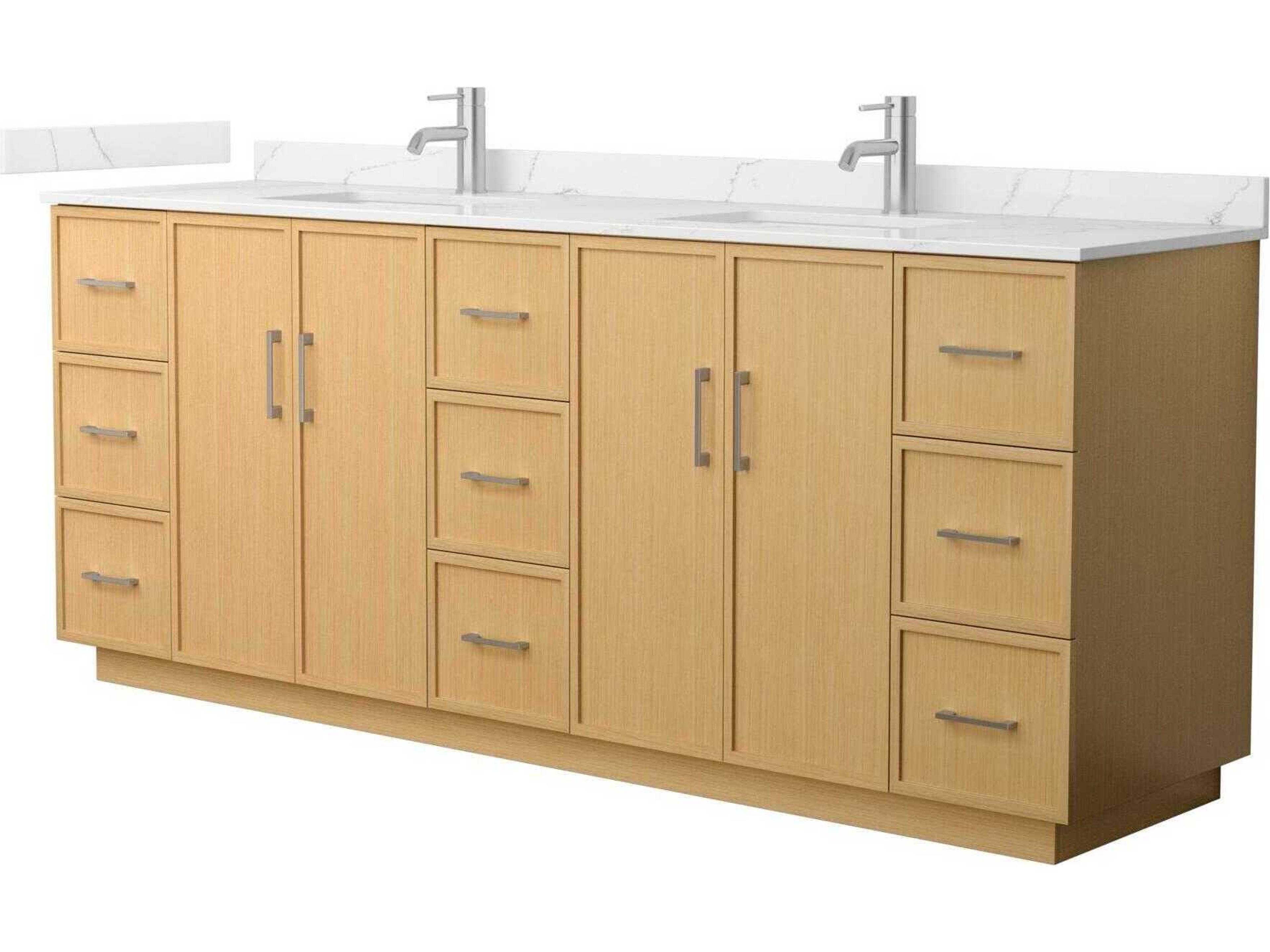 Wyndham Collection Elan-TK 84" Light Oak Vanity with Toe Kick