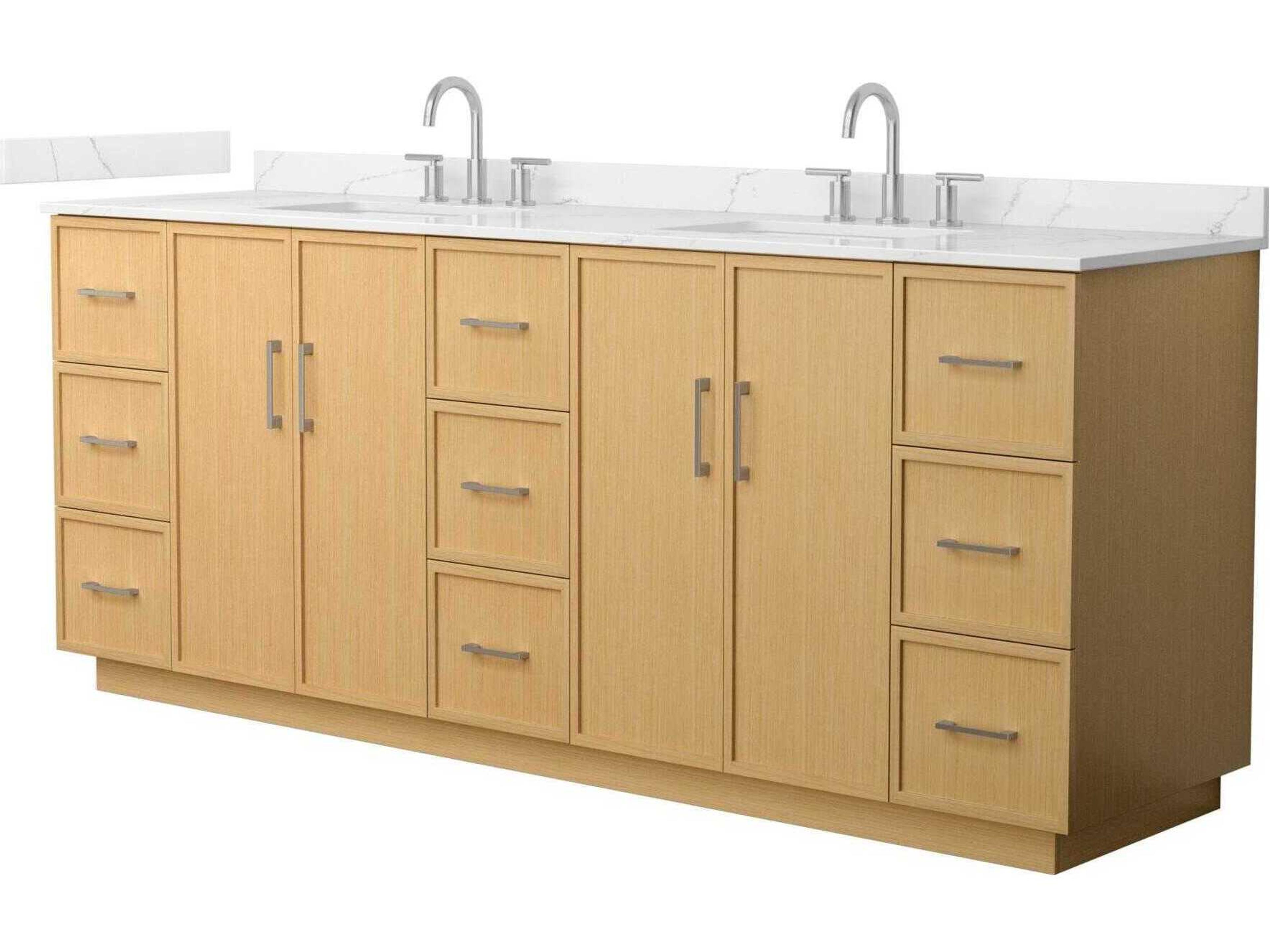 Wyndham Collection Elan-TK 84" Light Oak Vanity with Toe Kick