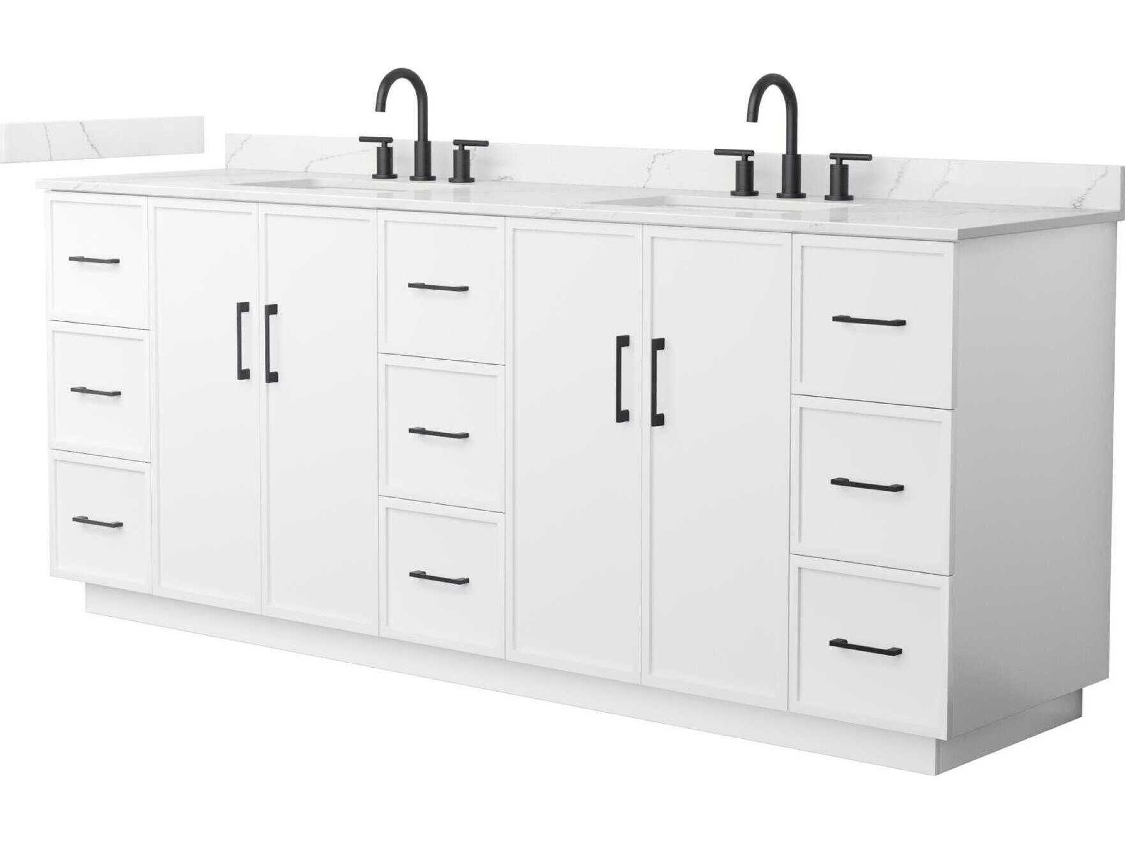 Wyndham Collection Elan-TK 84" White Vanity with Toe Kick