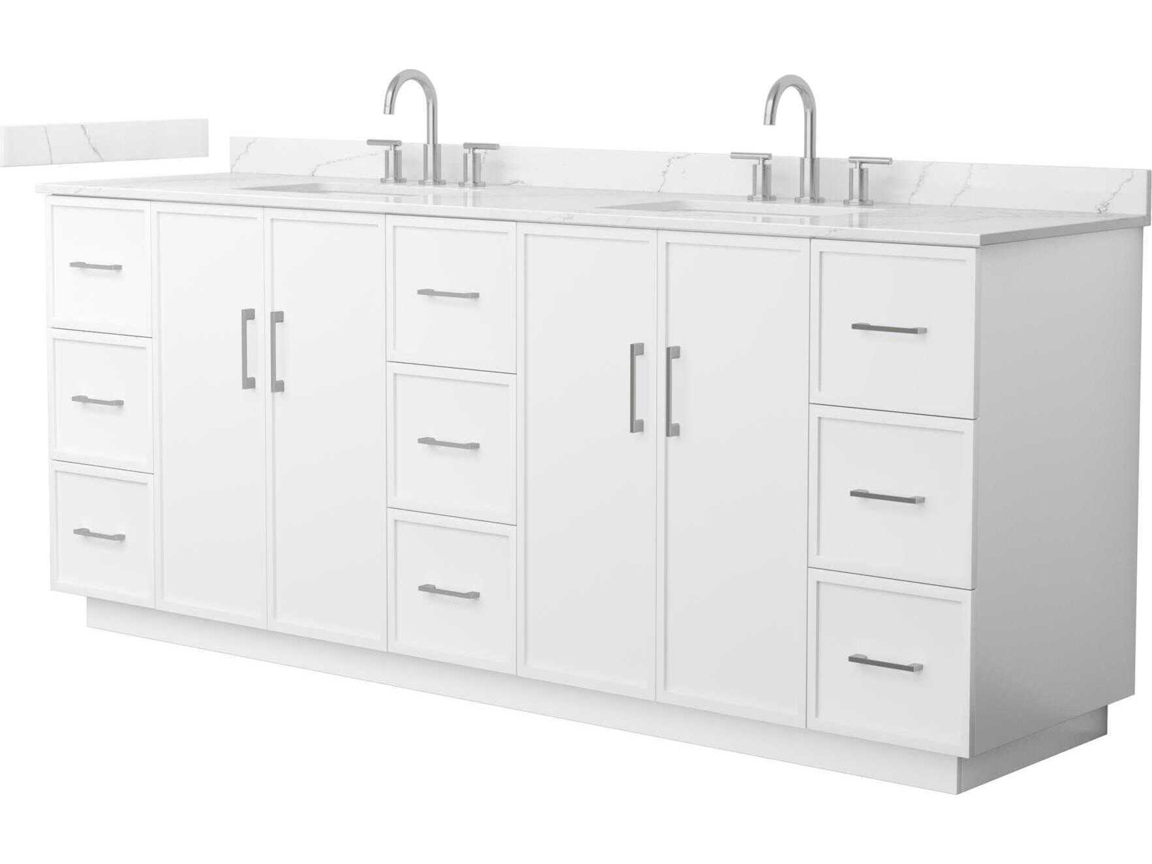 Wyndham Collection Elan-TK 84" White Vanity with Toe Kick