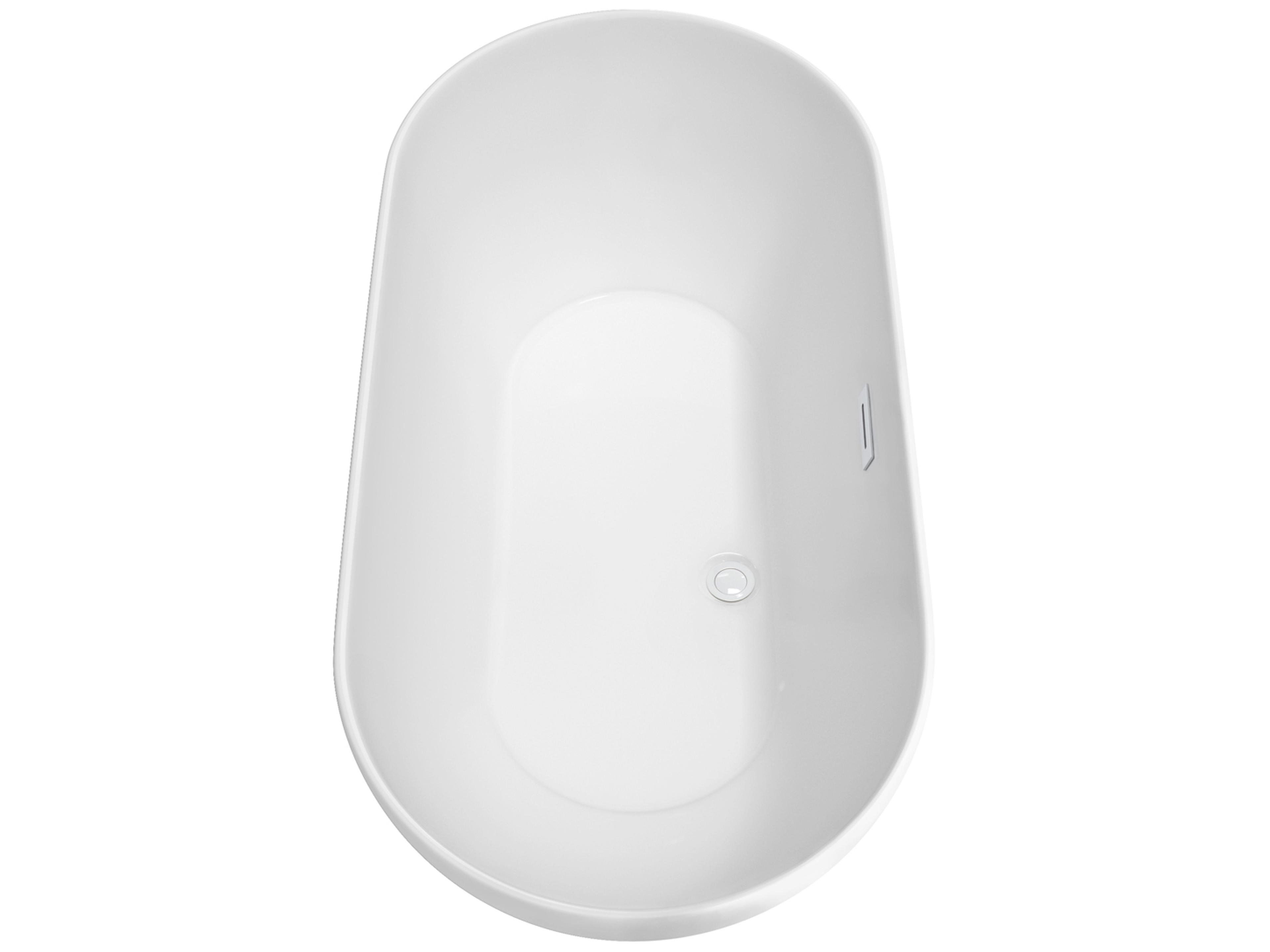 Wyndham Collection Melissa White Bathtub with Shiny White Trim and Floor Mounted Faucet