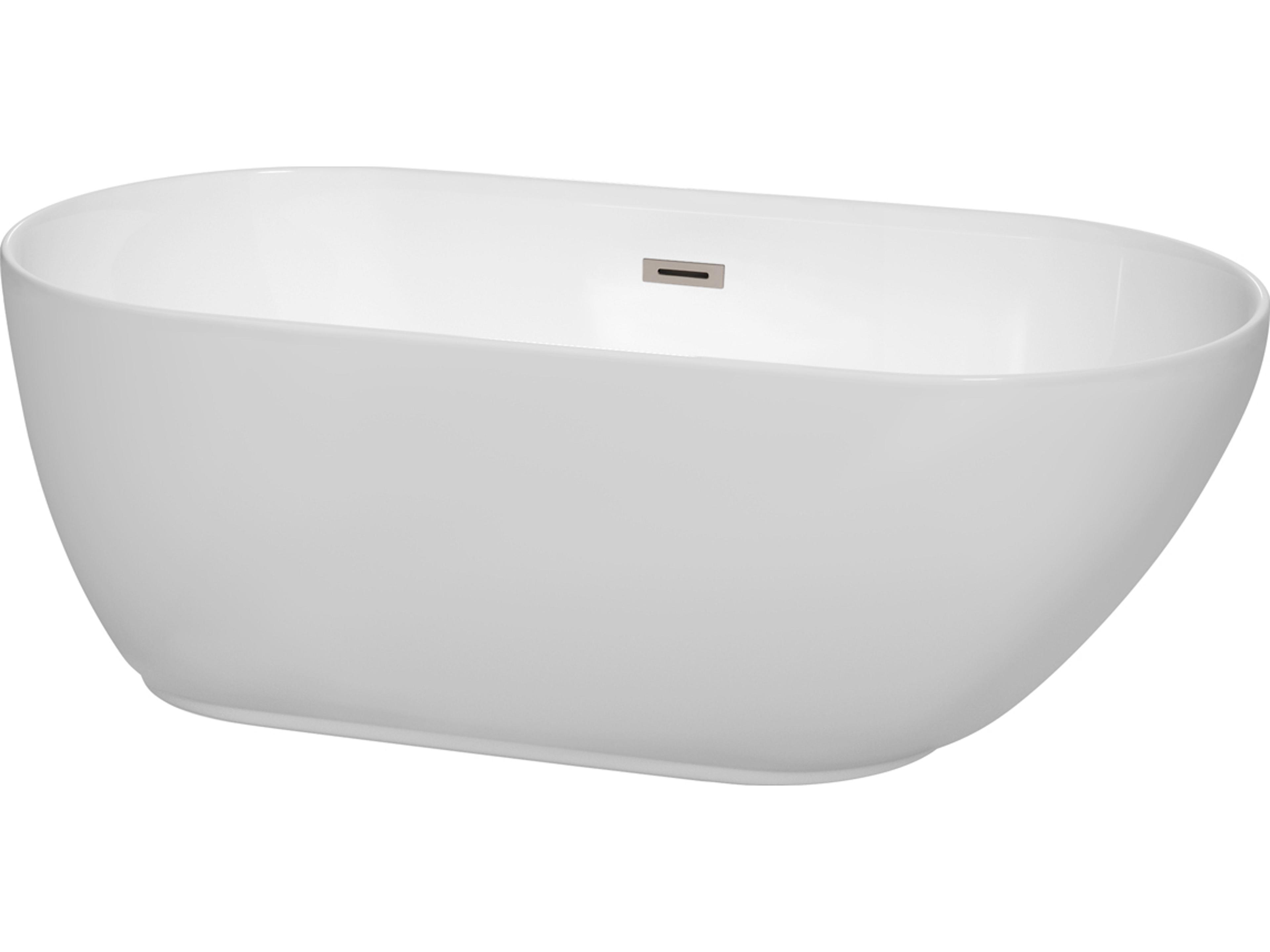 Wyndham Collection Melissa White Bathtub with Drain and Overflow