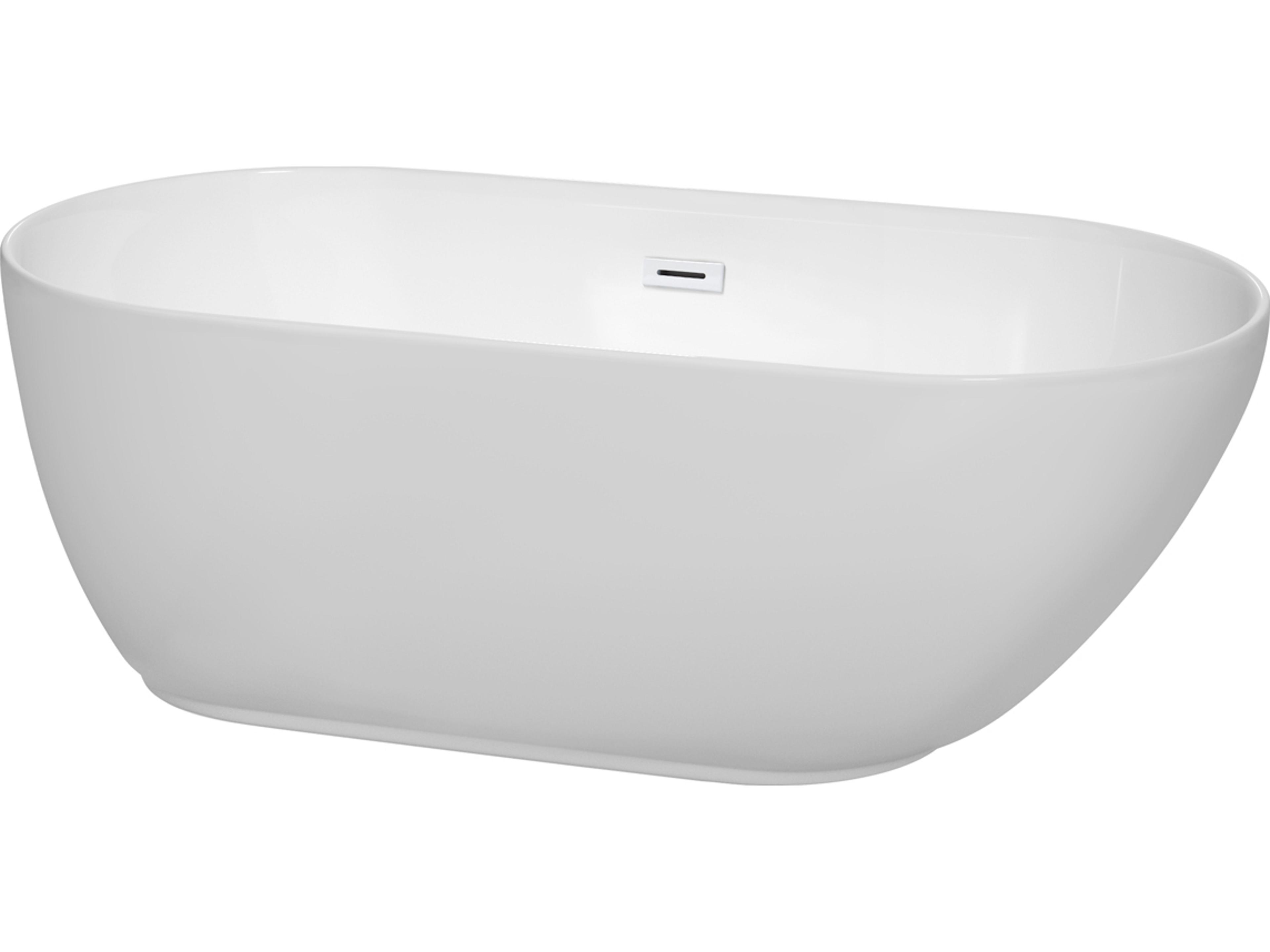 Wyndham Collection Melissa White Bathtub with Drain and Overflow