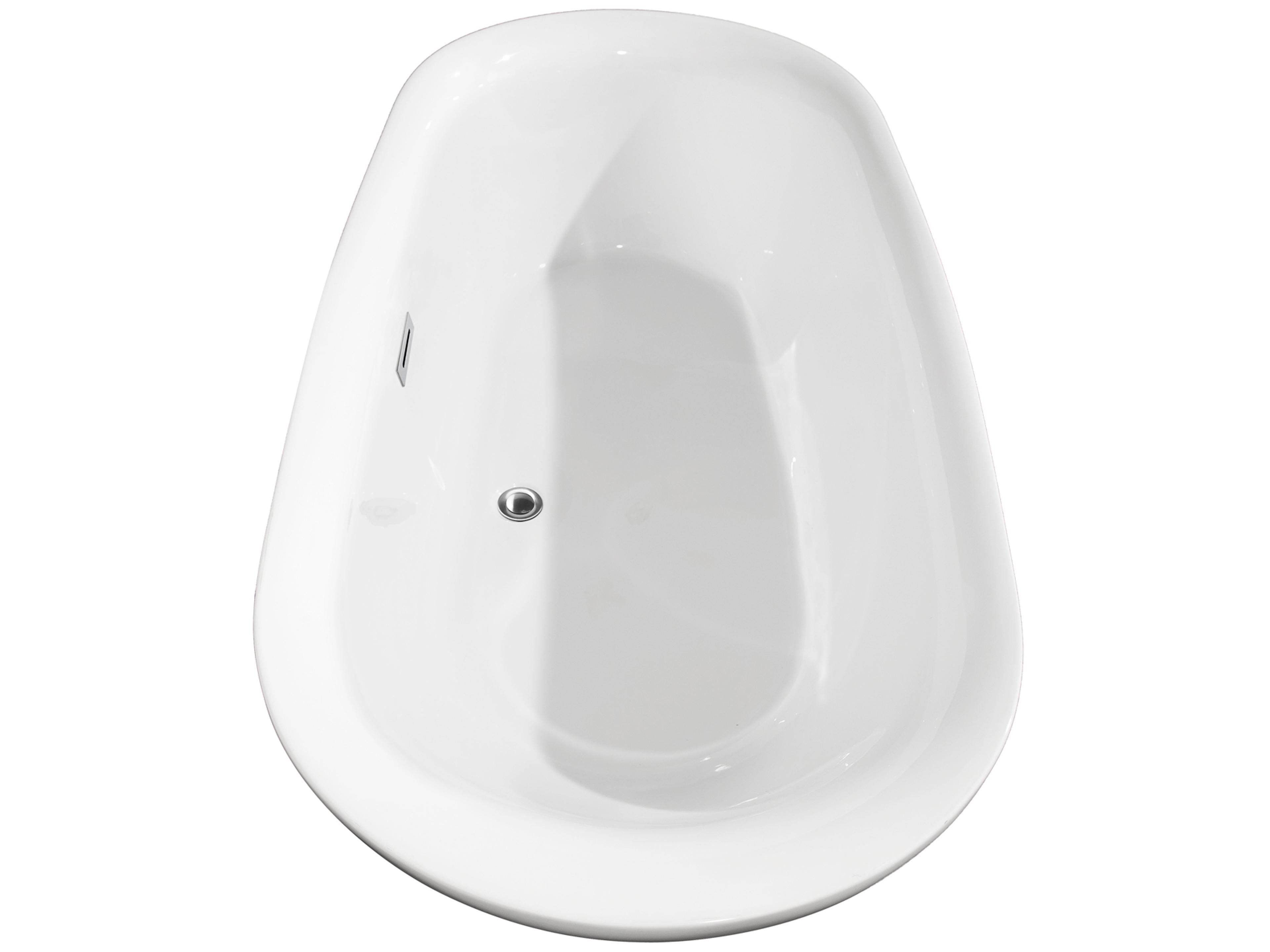 Wyndham Collection Melissa White Bathtub with Polished Chrome Trim and Floor Mounted Faucet