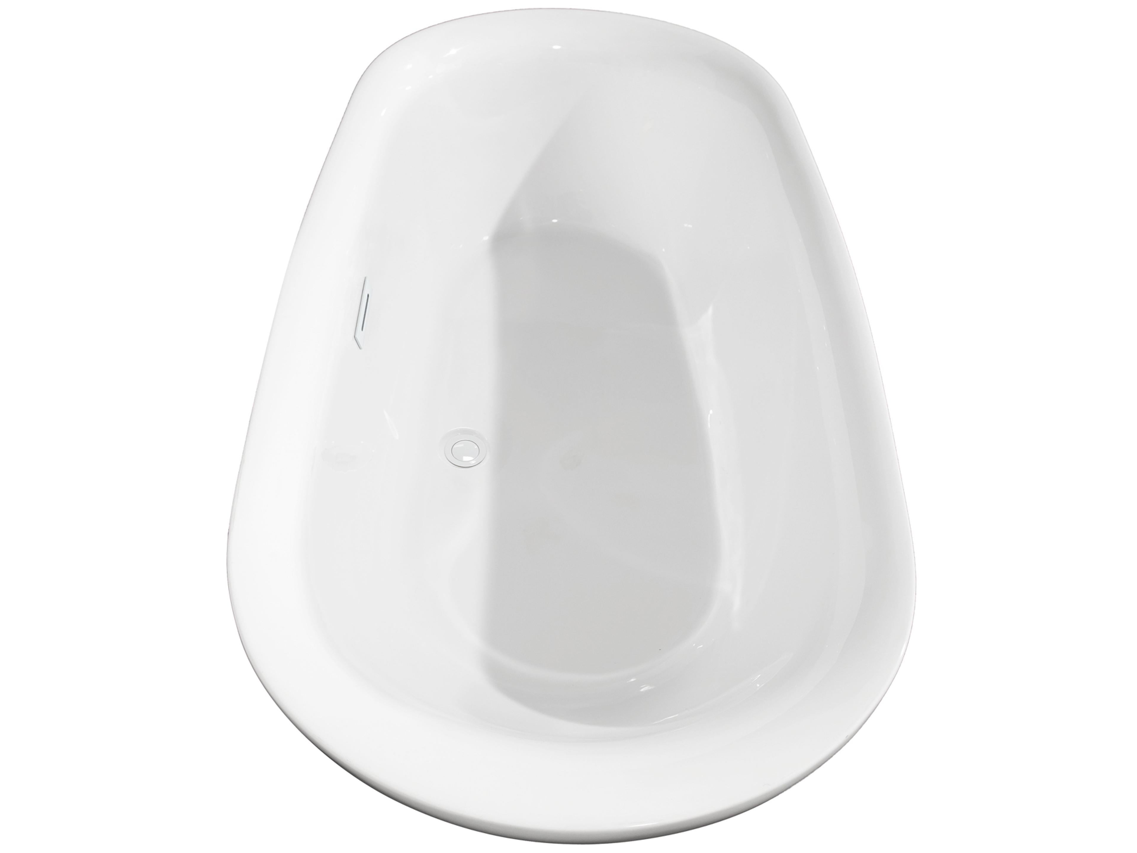 Wyndham Collection Melissa White Bathtub with Shiny White Trim and Floor Mounted Faucet