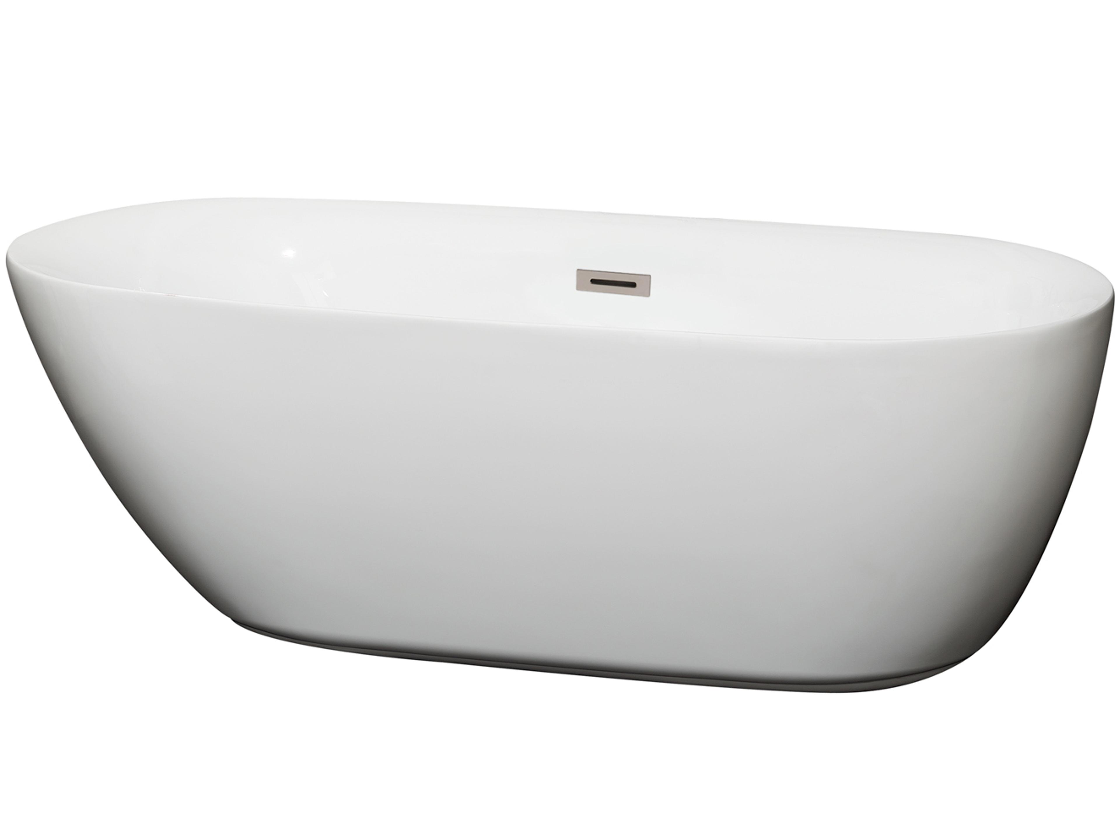 Wyndham Collection Melissa White Bathtub with Drain and Overflow