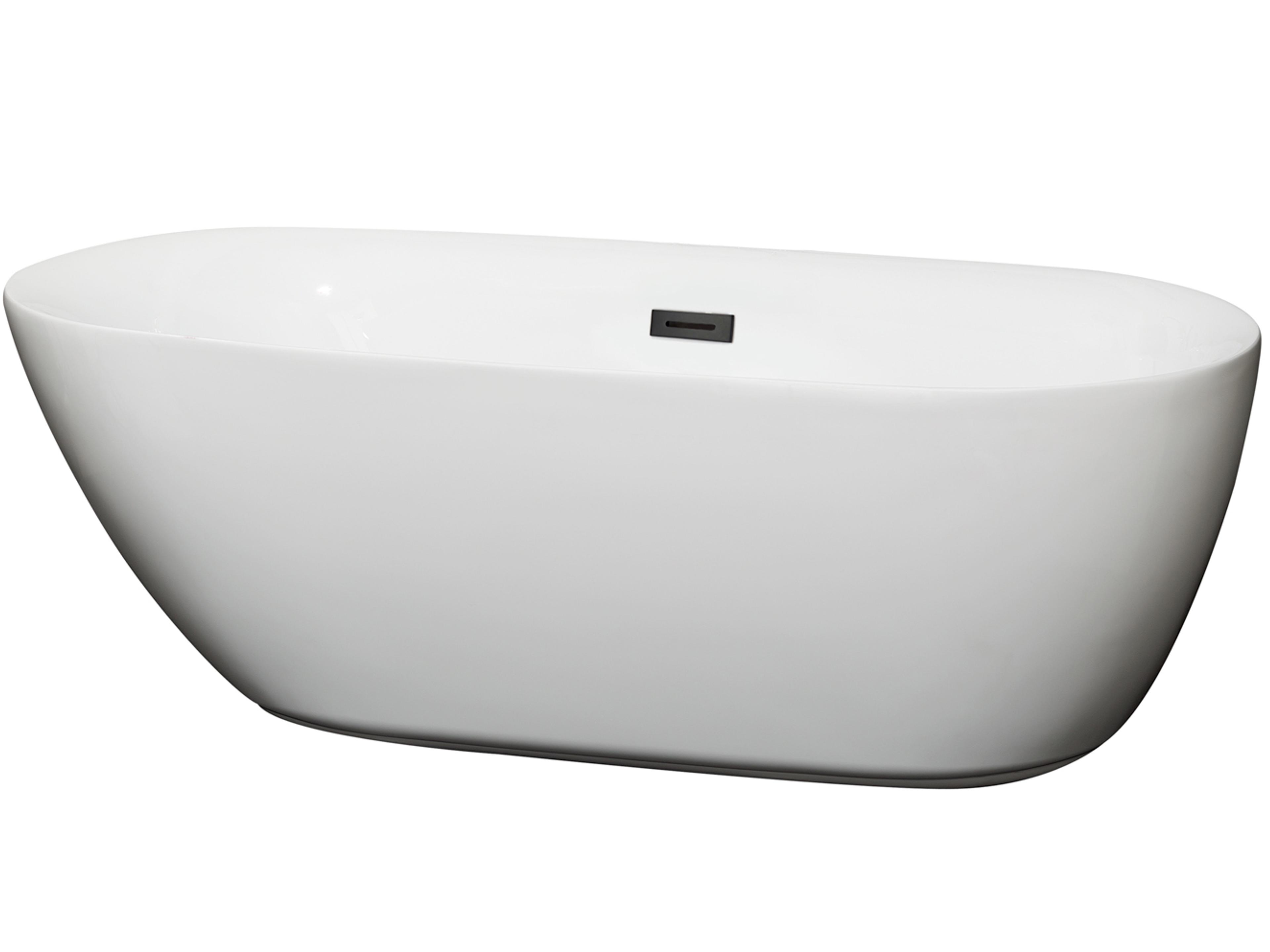 Wyndham Collection Melissa White Bathtub with Drain and Overflow
