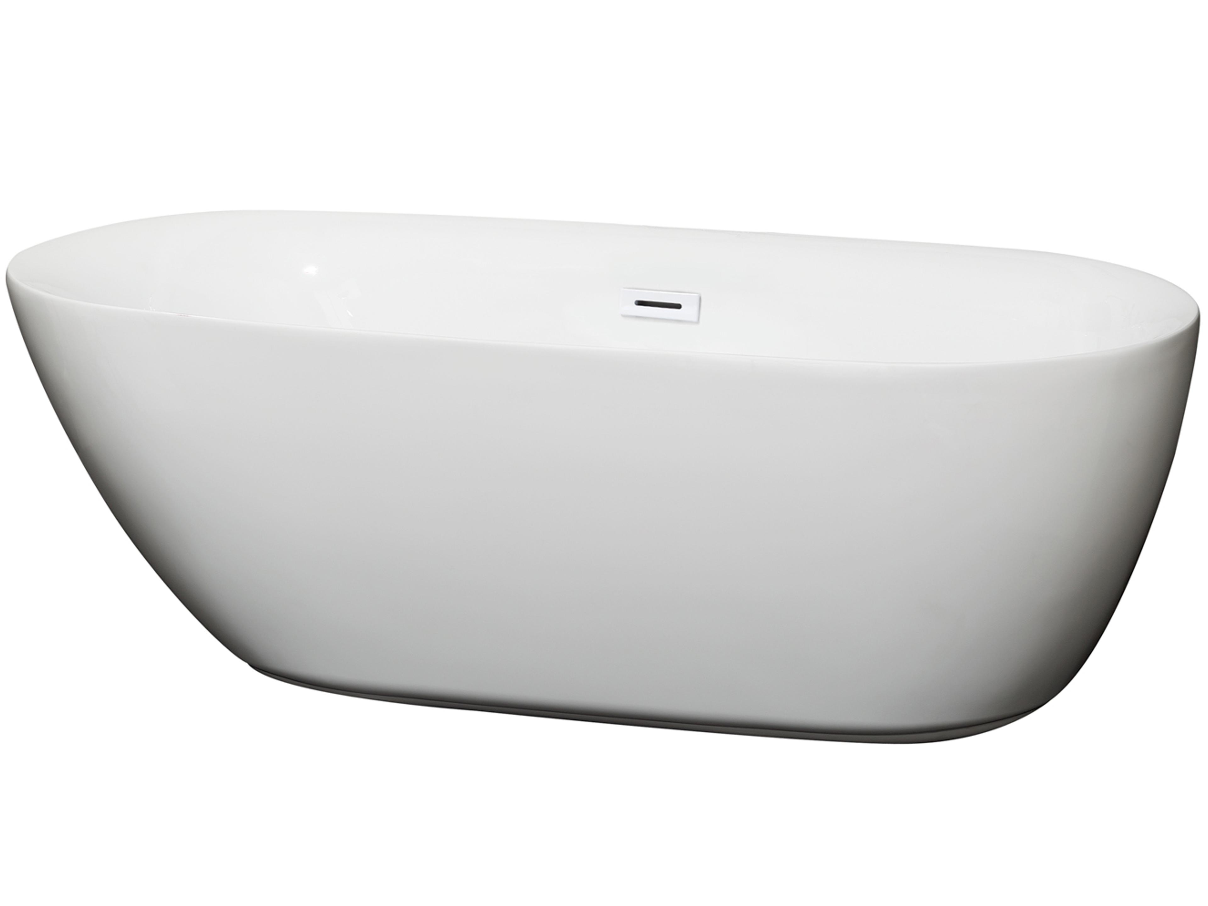 Wyndham Collection Melissa White Bathtub with Drain and Overflow