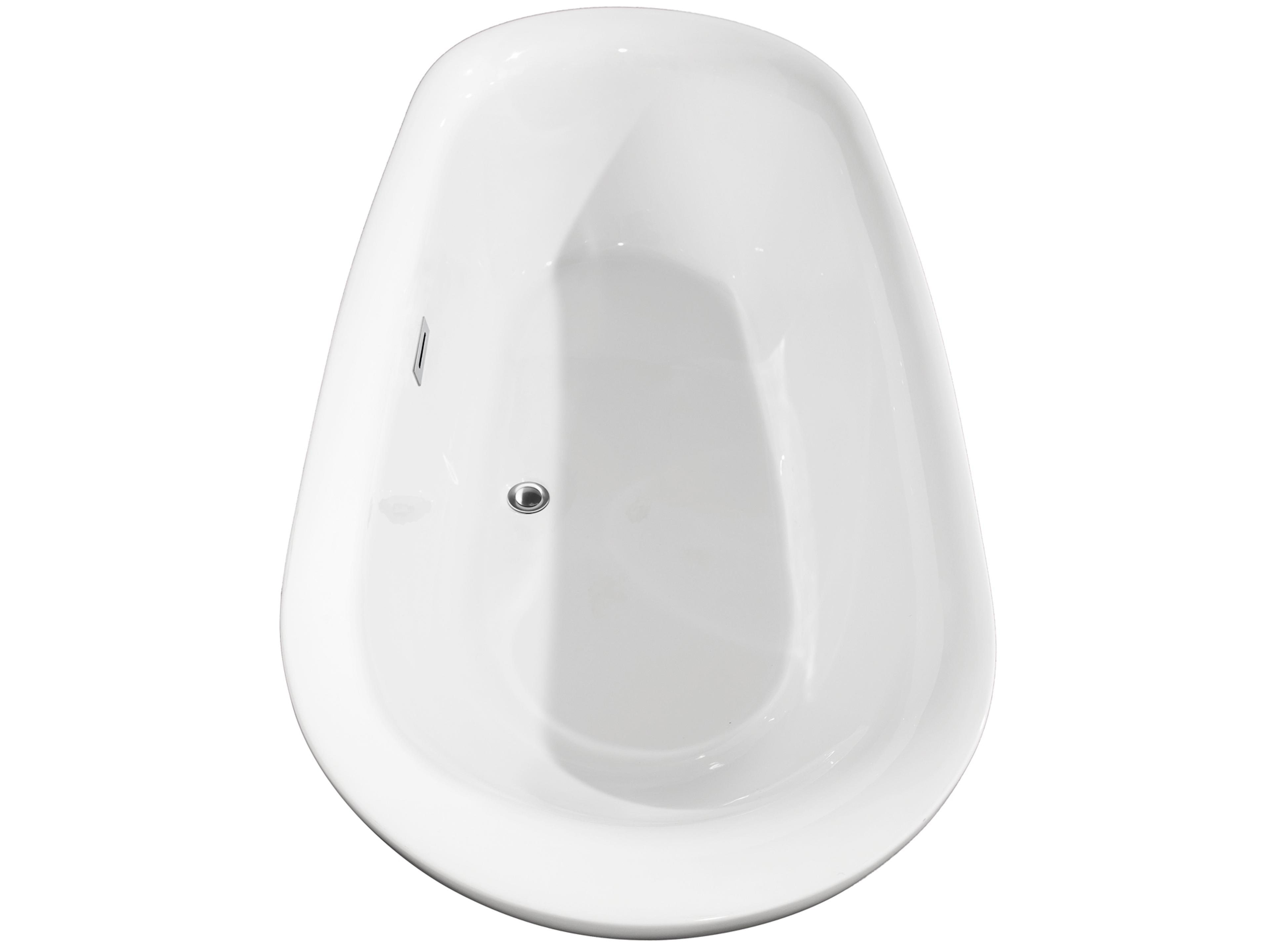 Wyndham Collection Melissa White Bathtub with Polished Chrome Trim and Floor Mounted Faucet