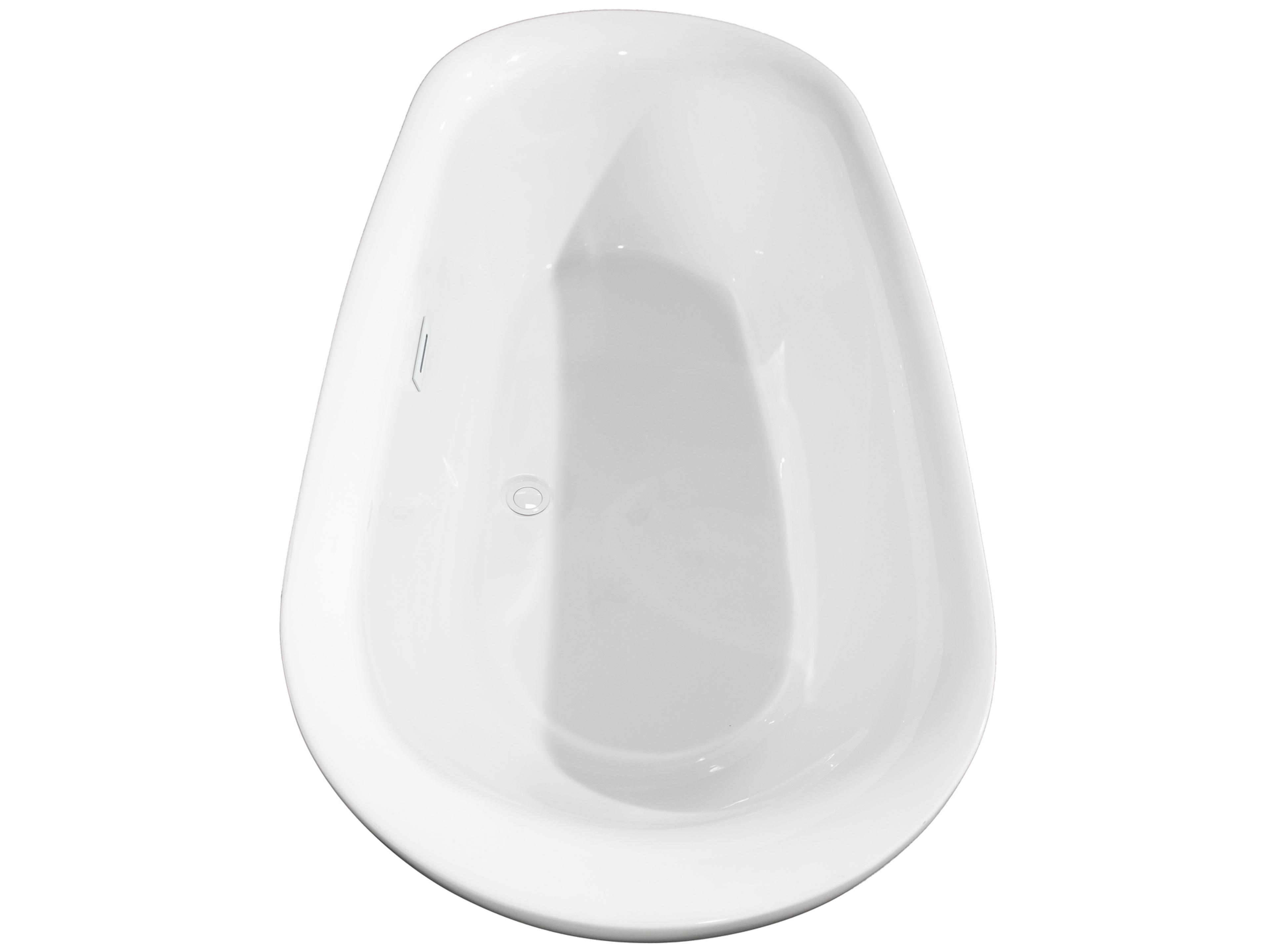 Wyndham Collection Melissa White Bathtub with Shiny White Trim and Floor Mounted Faucet