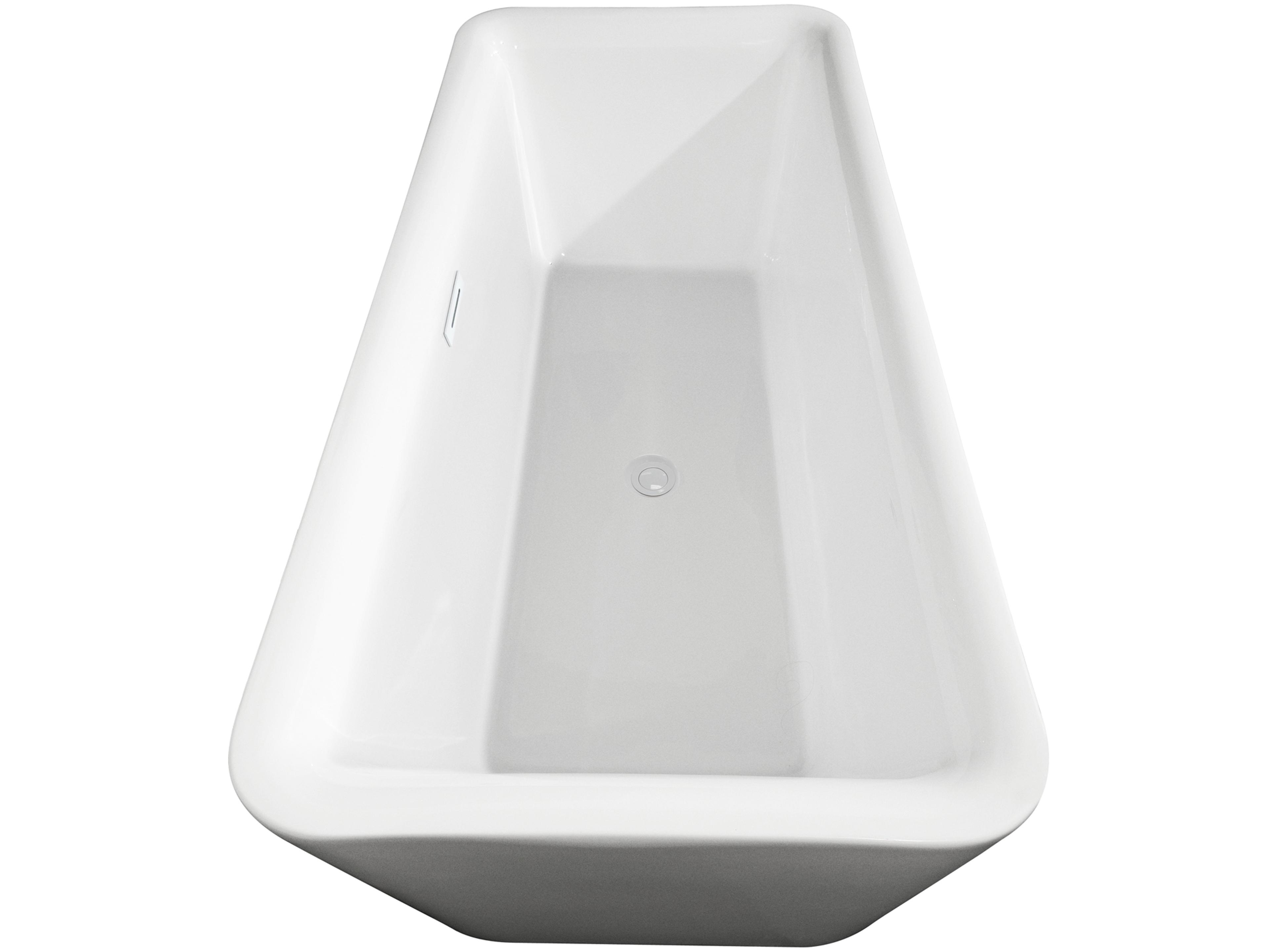 Wyndham Collection Emily White Bathtub with Shiny White Trim and Floor Mounted Faucet