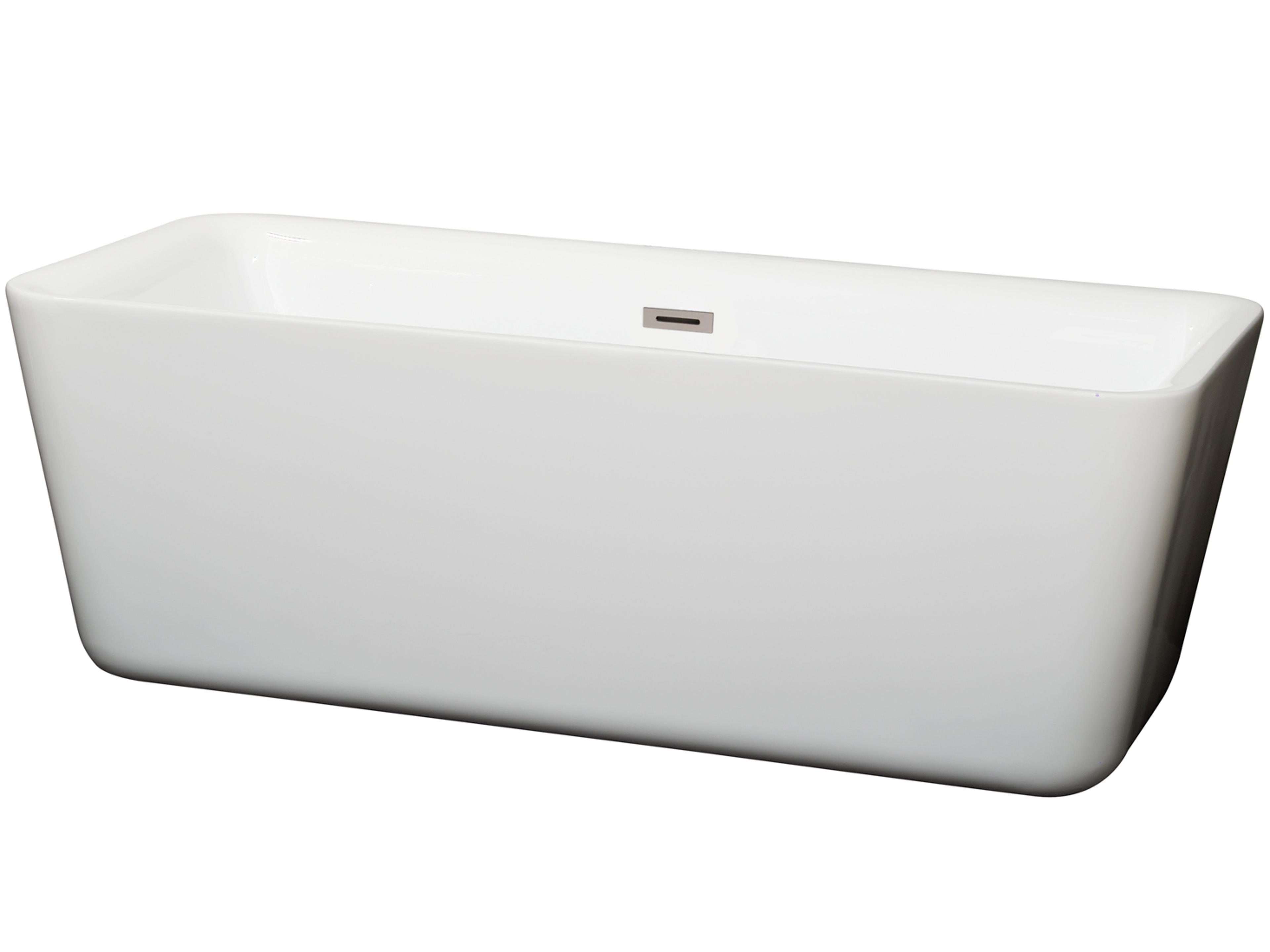 Wyndham Collection Emily White Bathtub with Drain and Overflow