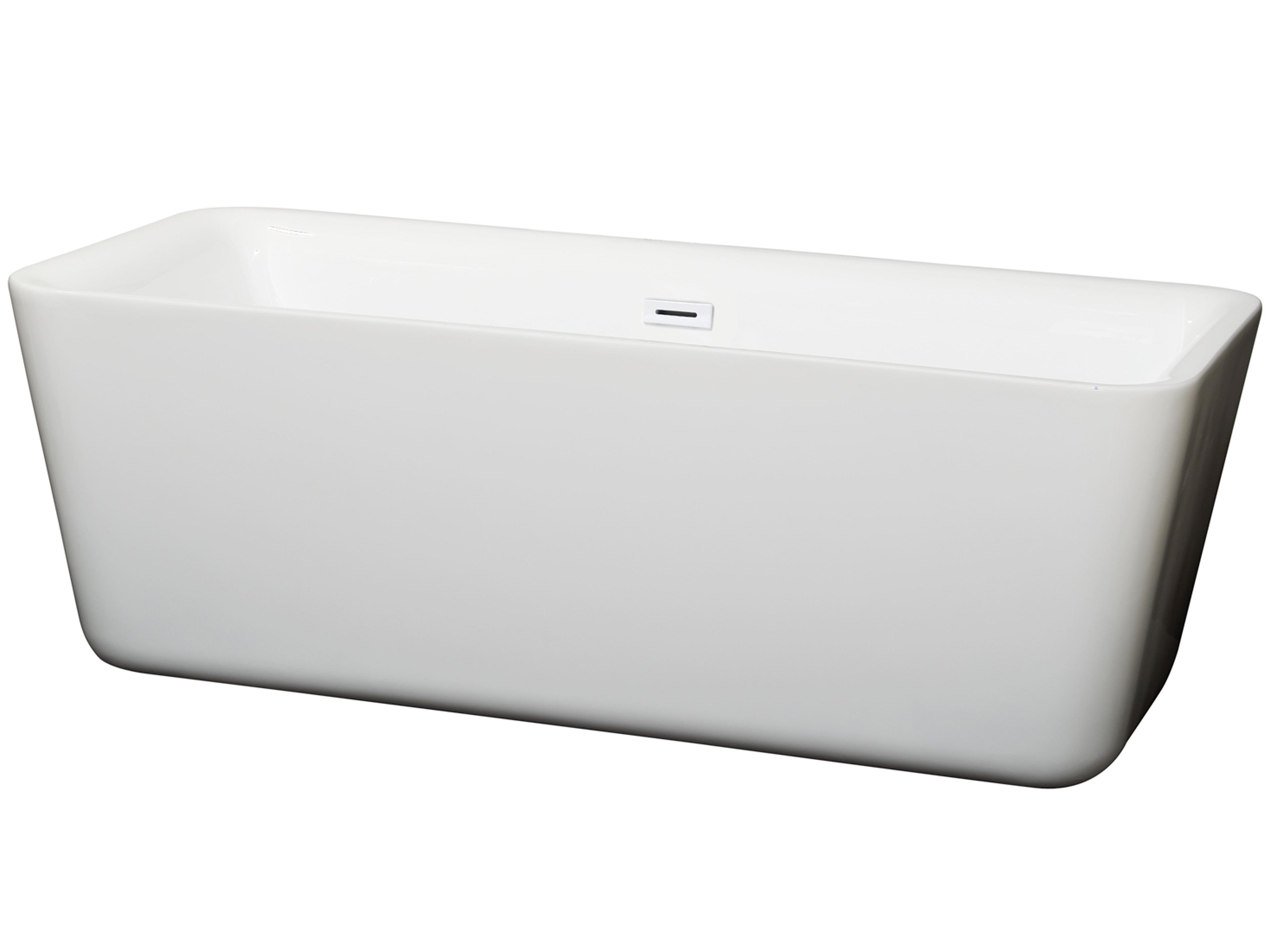 Wyndham Collection Emily White Bathtub with Drain and Overflow