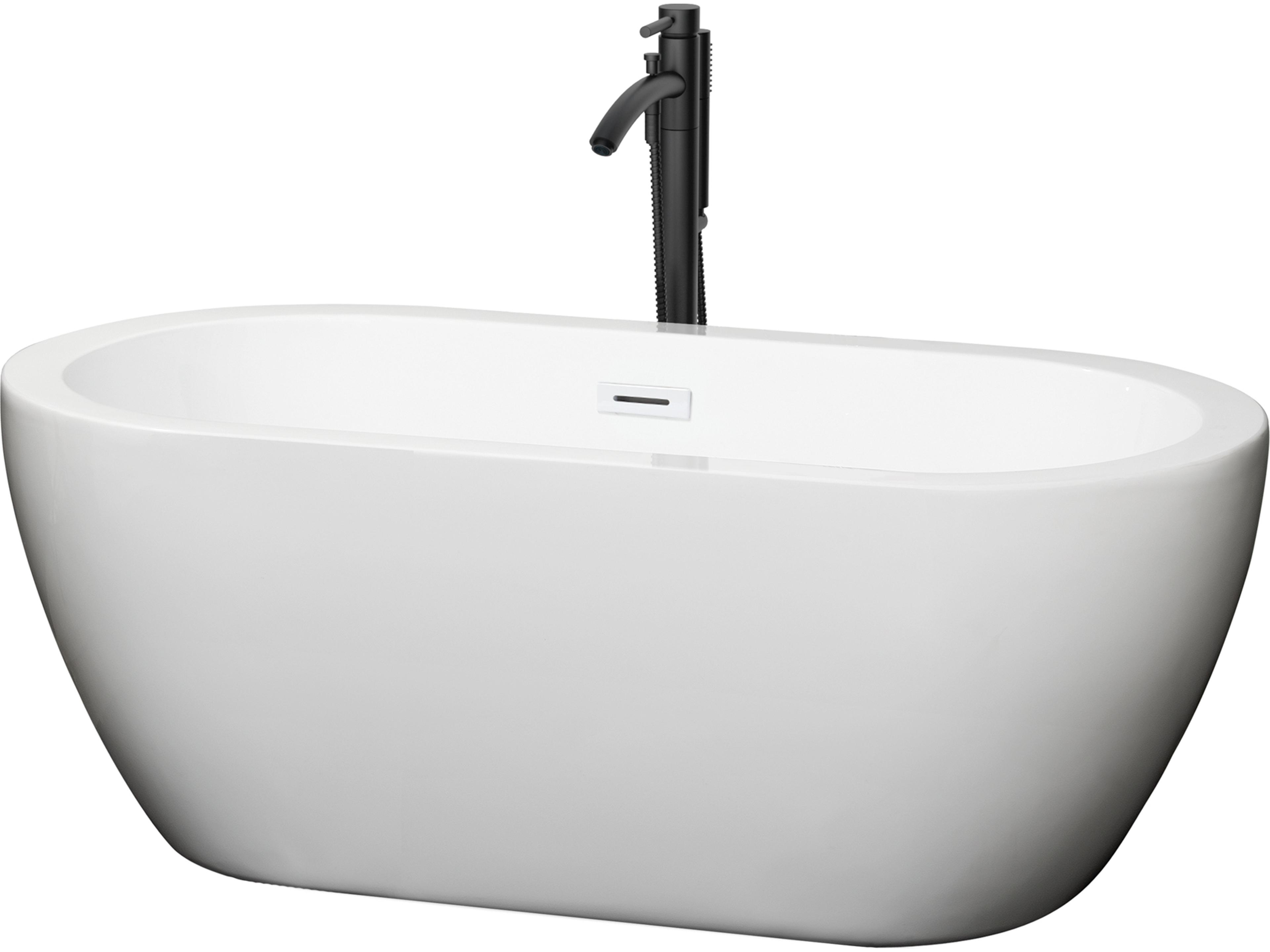 Soho White Bathtub with Shiny White Trim and Floor Mounted Faucet