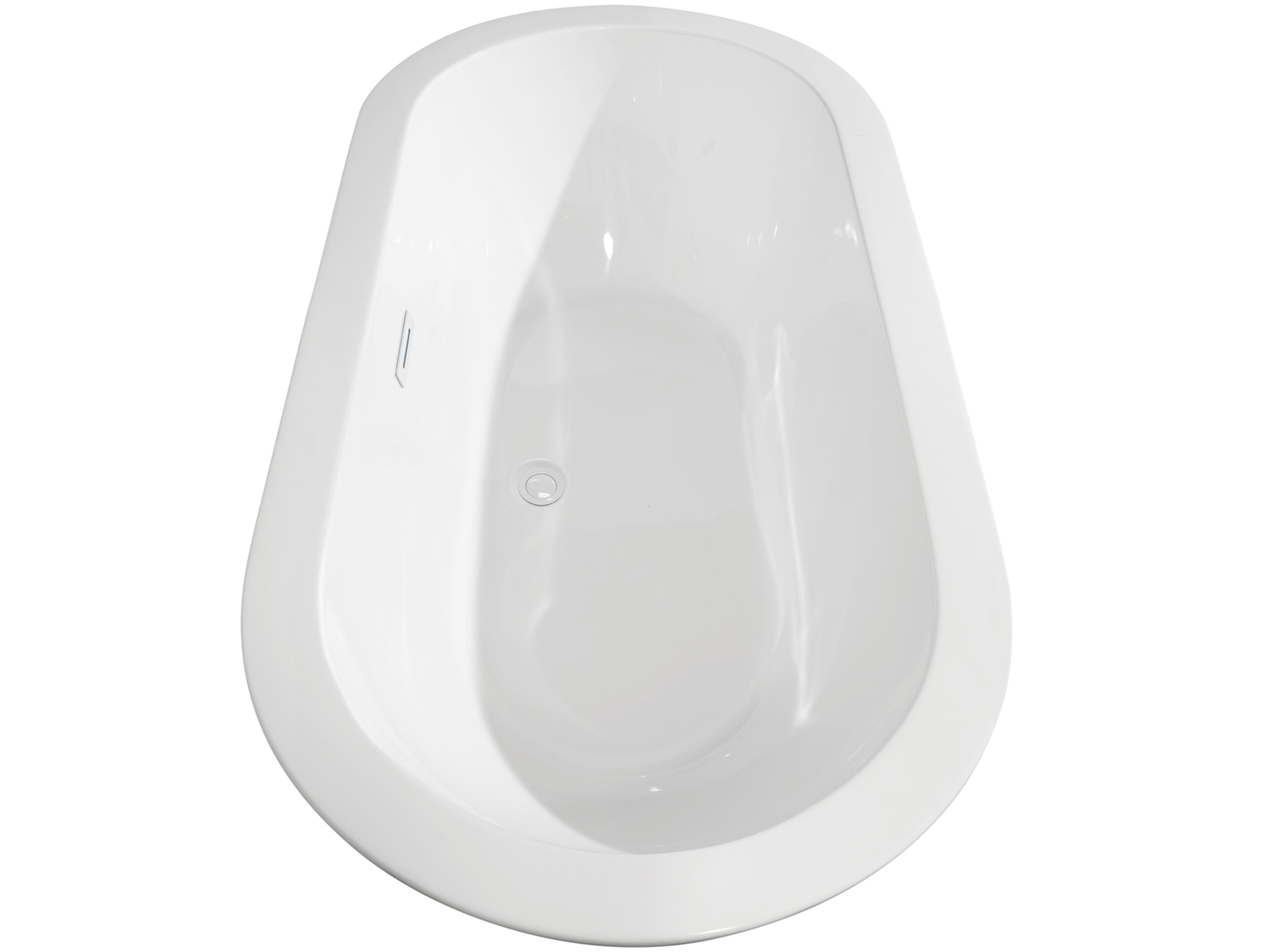 Wyndham Collection Soho White Bathtub with Shiny White Trim and Floor Mounted Faucet