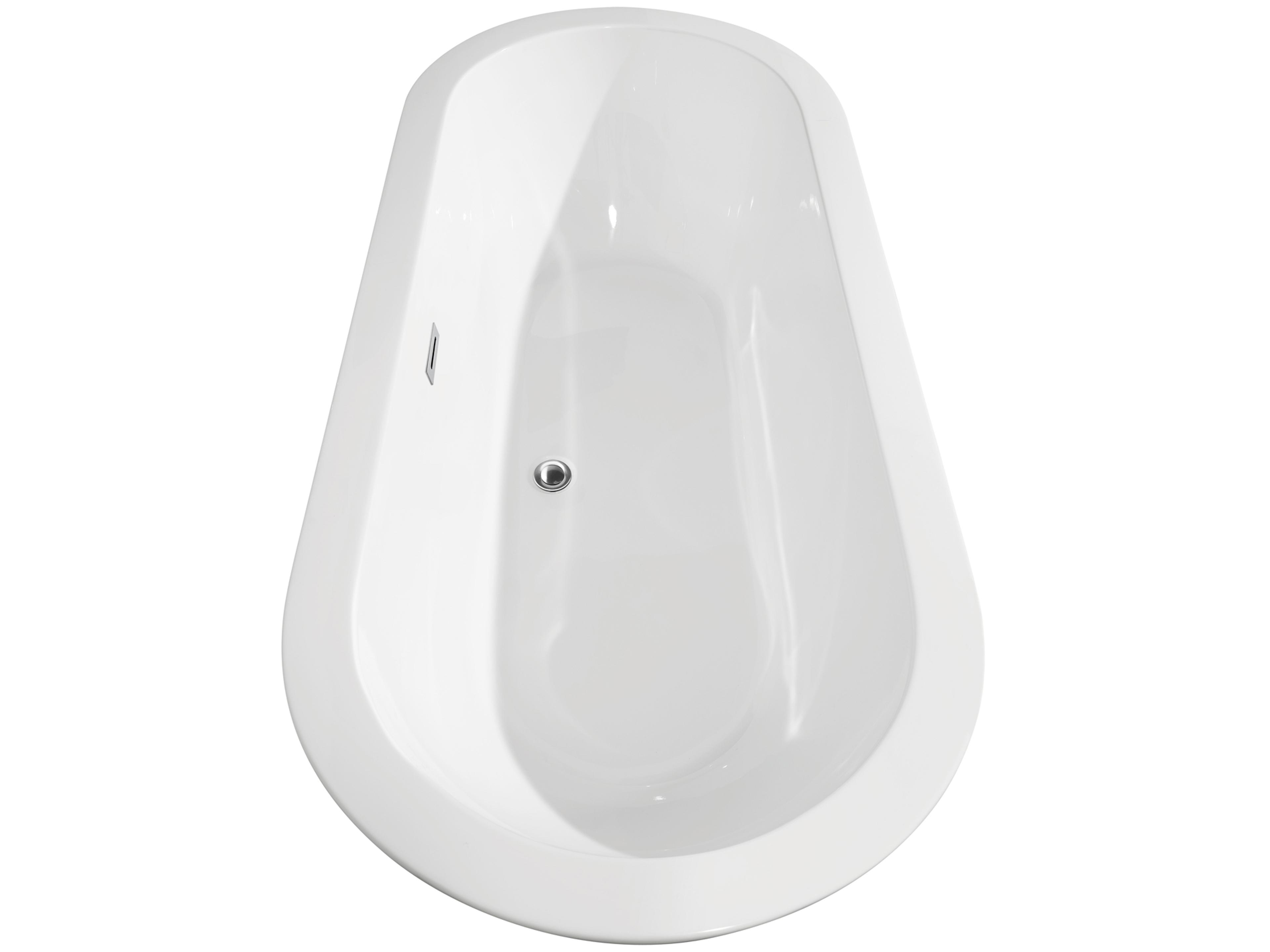 Wyndham Collection Soho White Bathtub with Polished Chrome Trim and Floor Mounted Faucet