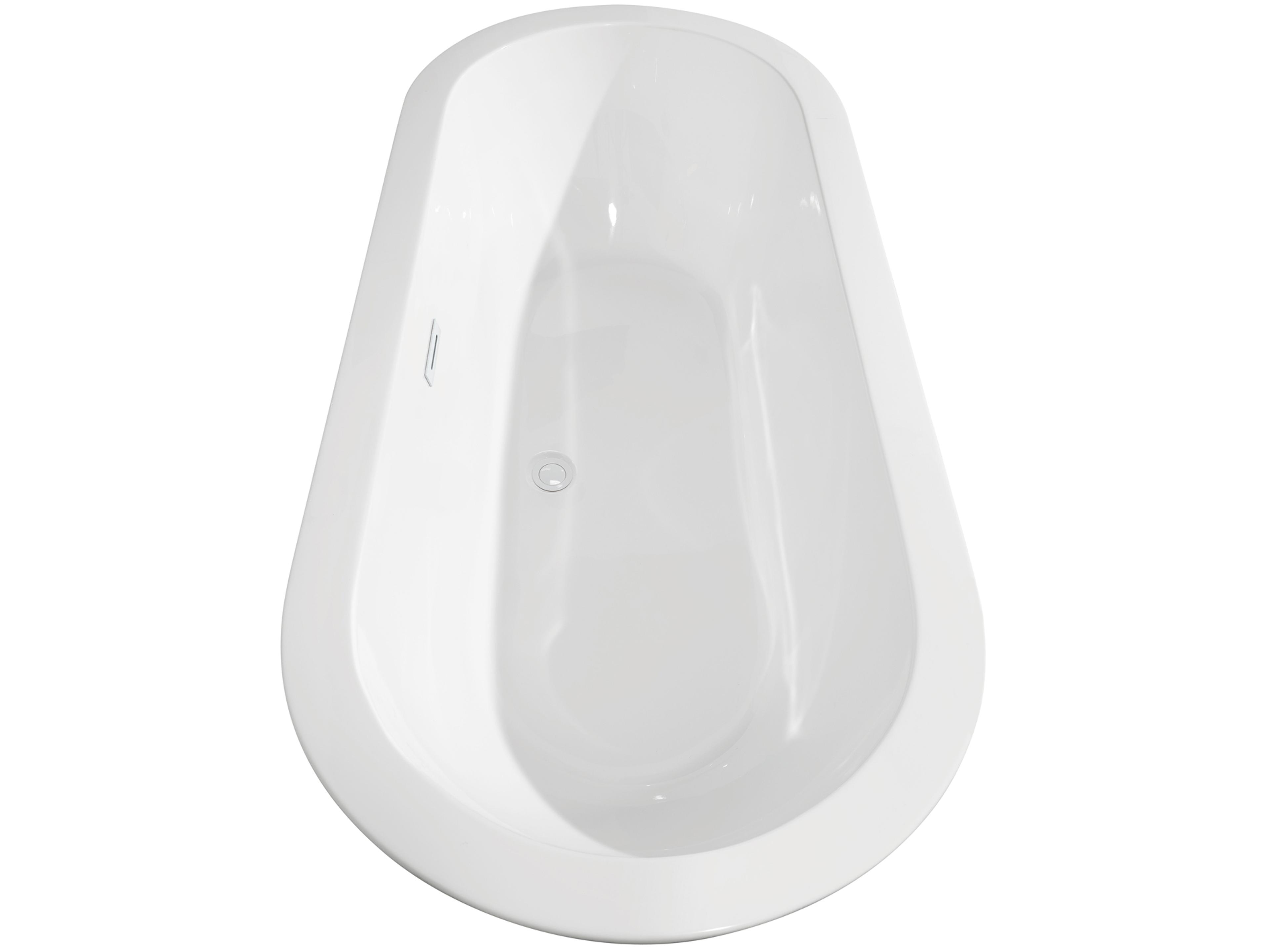 Wyndham Collection Soho White Bathtub with Shiny White Trim and Floor Mounted Faucet