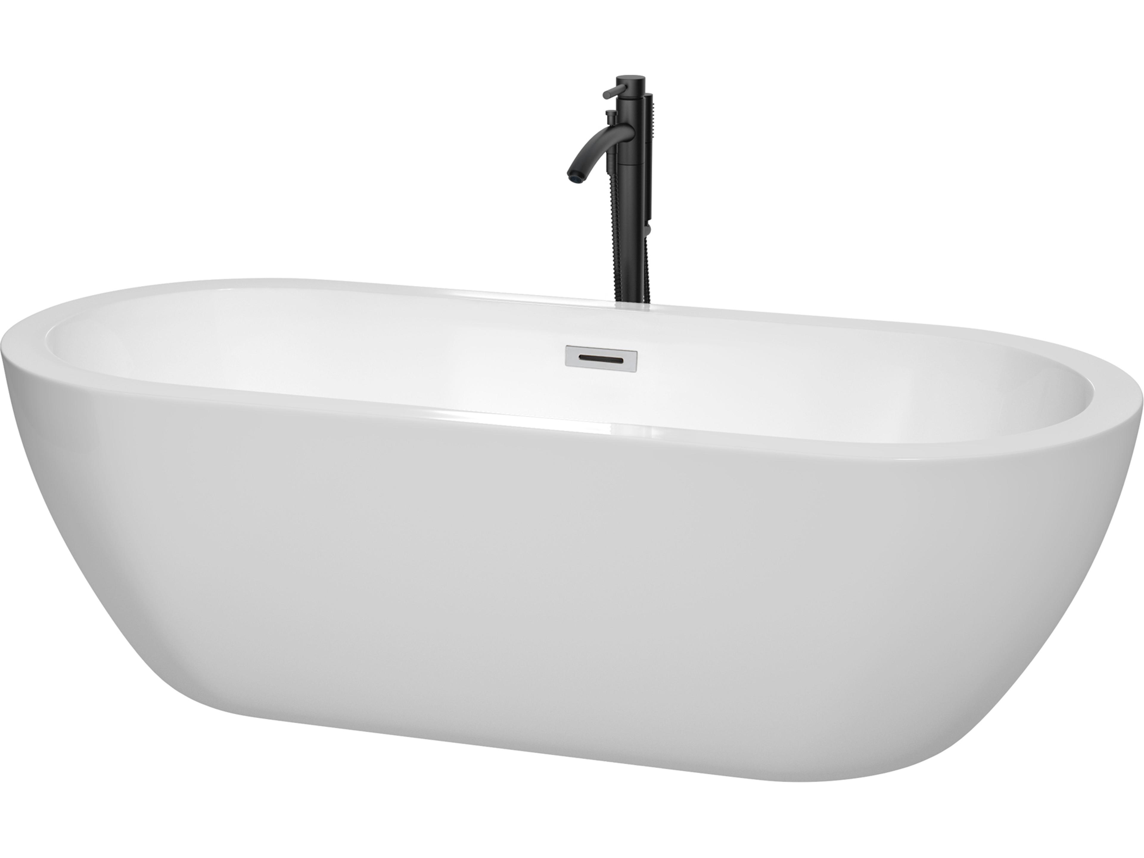 Soho White Bathtub with Polished Chrome Trim and Floor Mounted Faucet