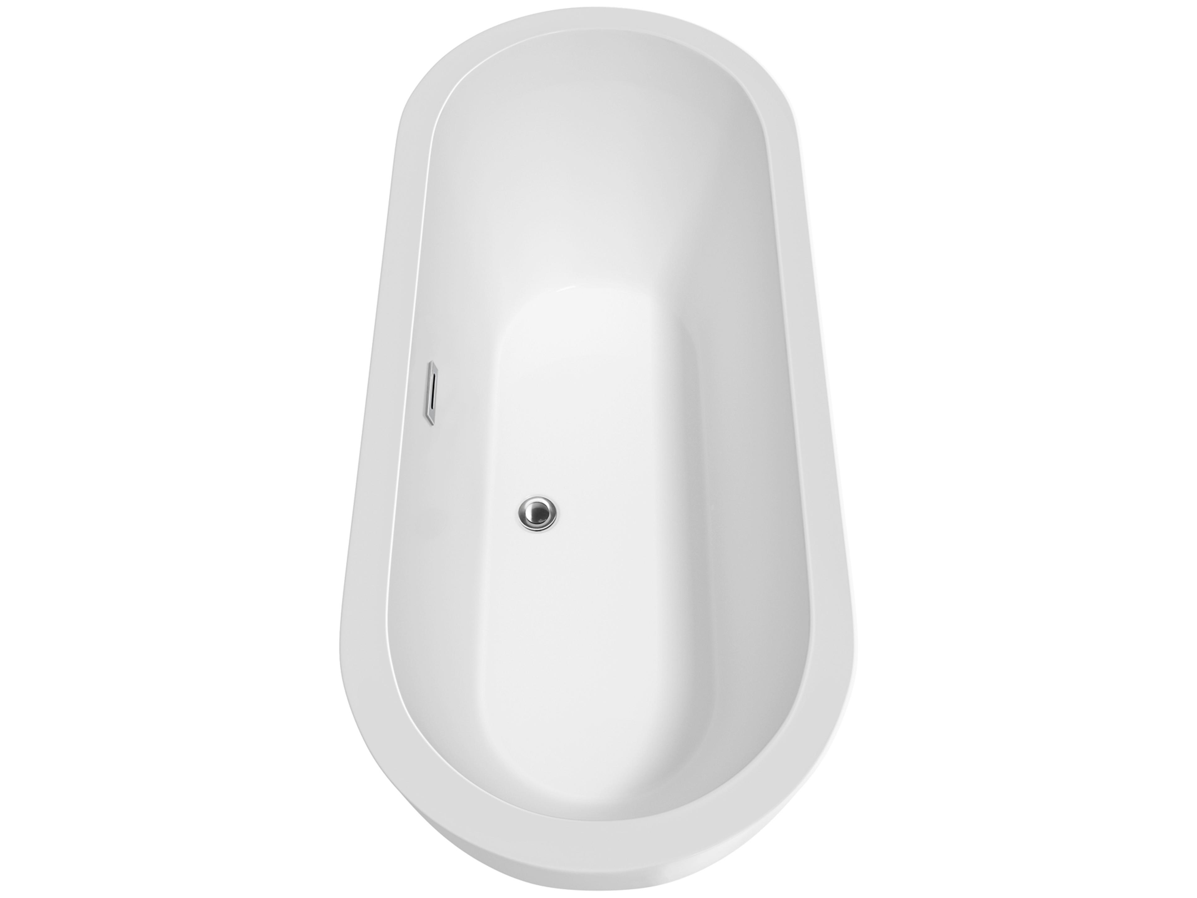 Wyndham Collection Soho White Bathtub with Polished Chrome Trim and Floor Mounted Faucet