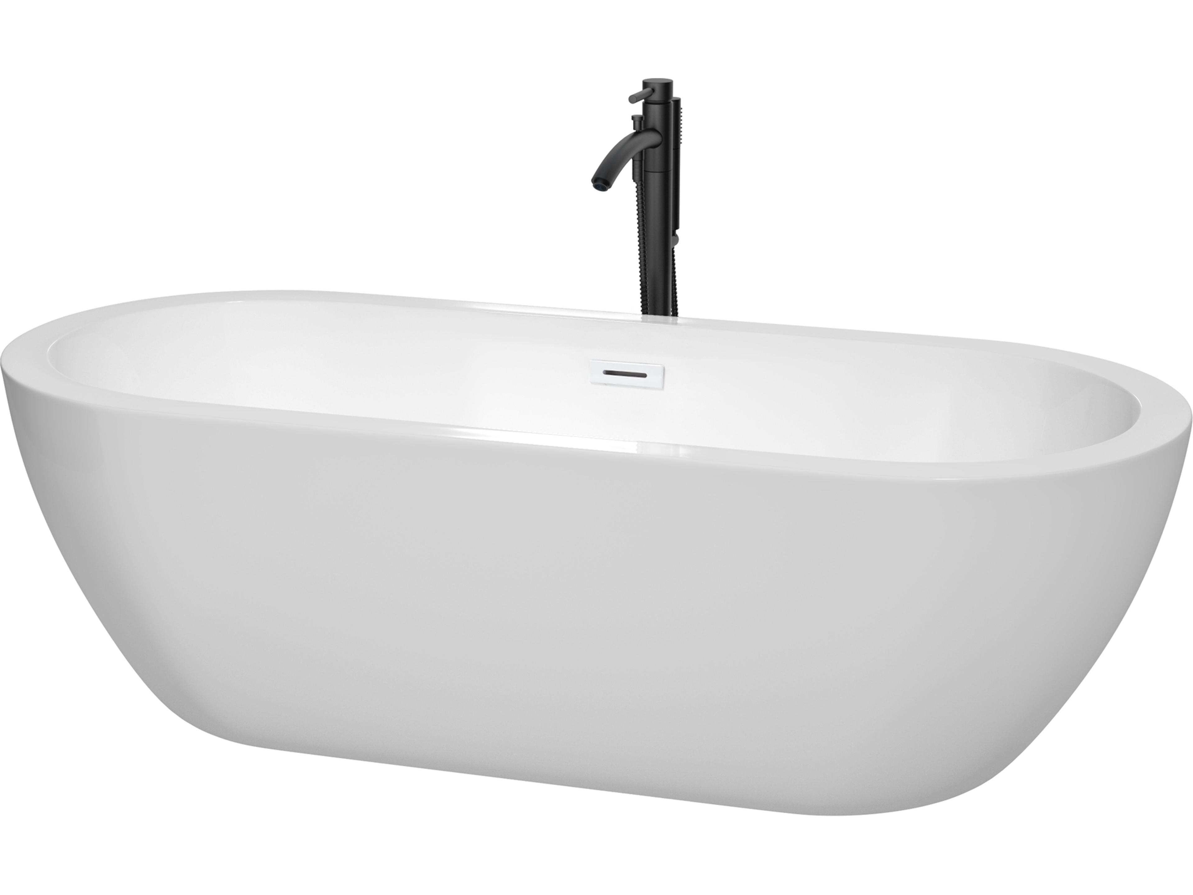 Soho White Bathtub with Shiny White Trim and Floor Mounted Faucet