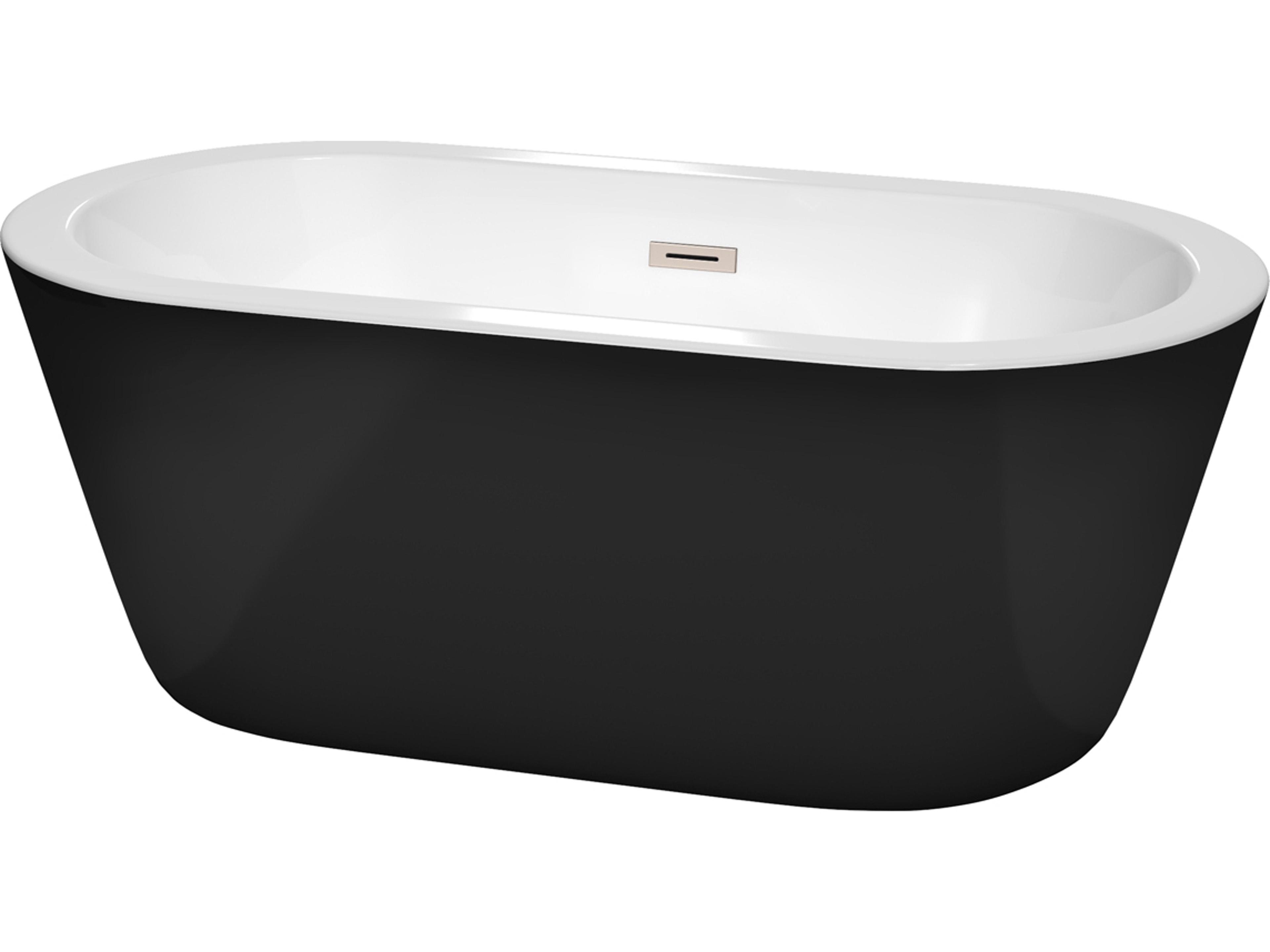 Wyndham Collection Mermaid Black White Bathtub with Drain and Overflow