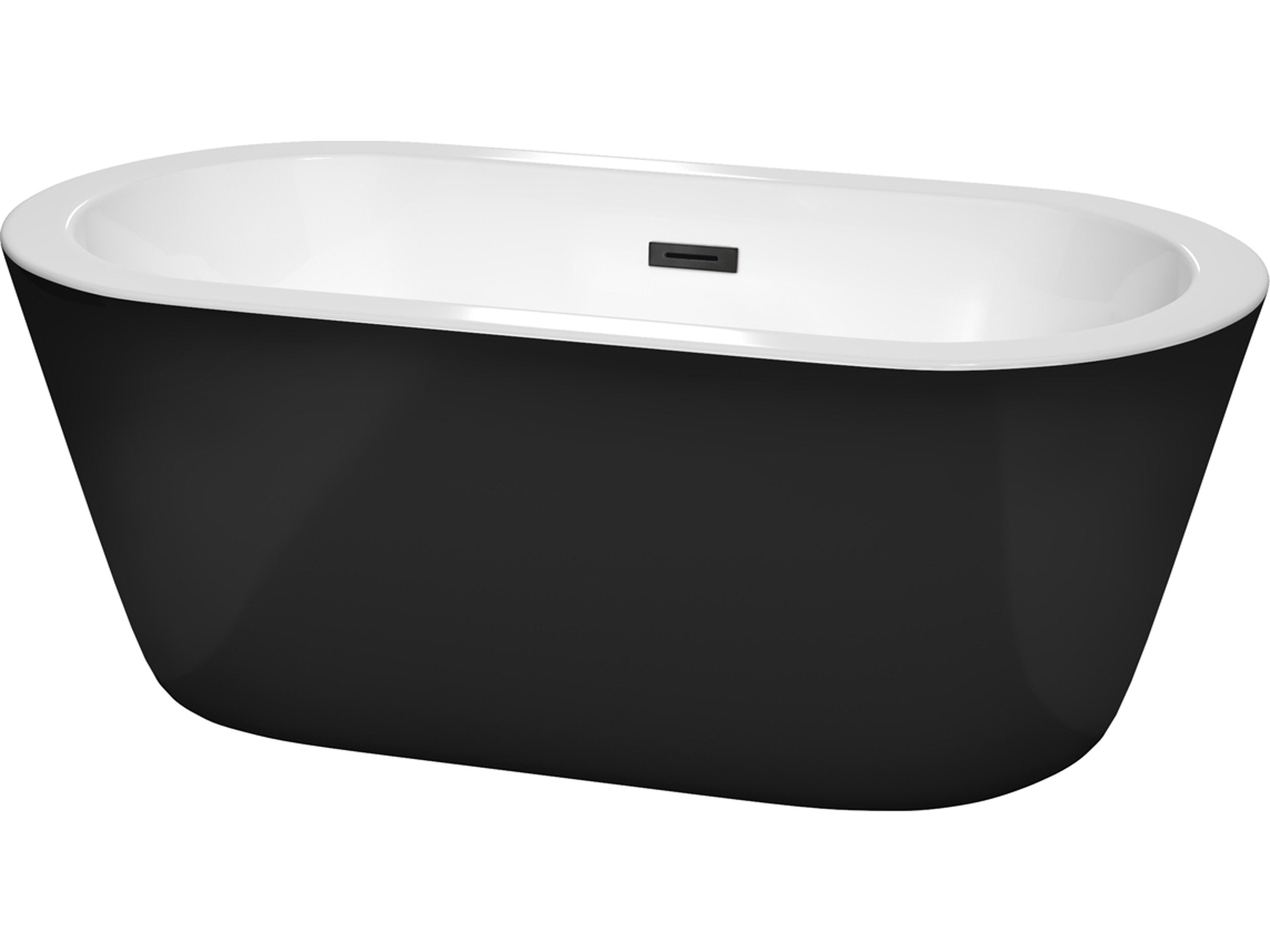 Wyndham Collection Mermaid Black White Bathtub with Drain and Overflow