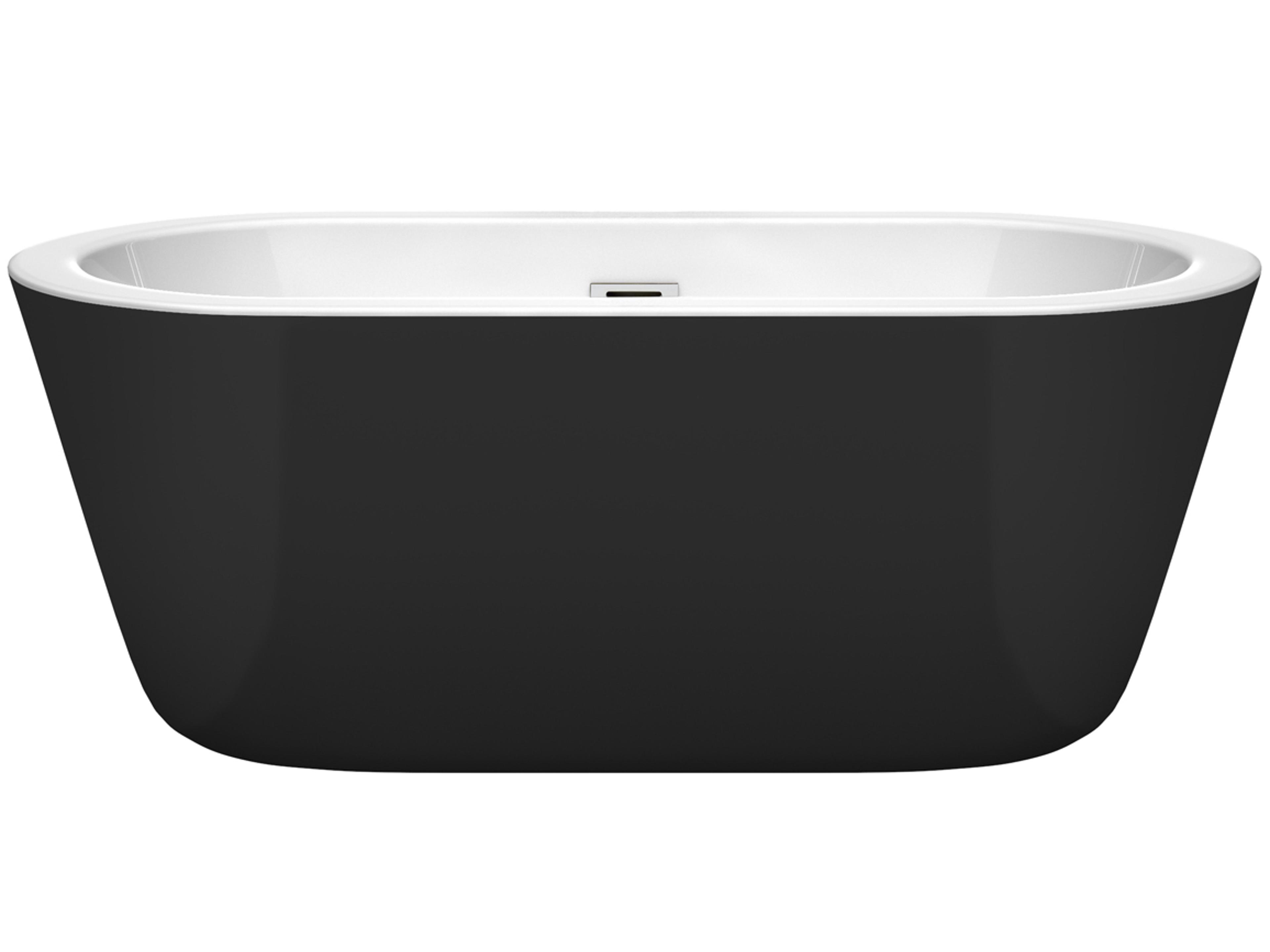 Wyndham Collection Mermaid Black White Bathtub with Drain and Overflow