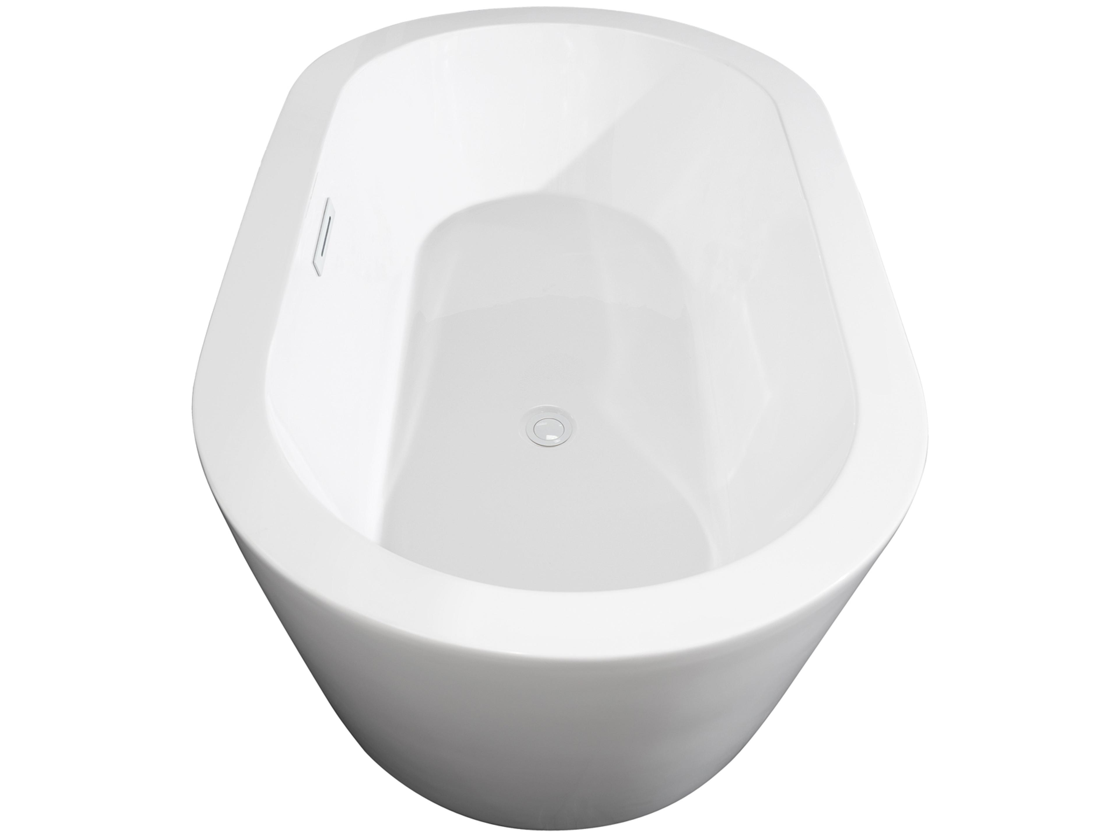 Wyndham Collection Mermaid White Bathtub with Shiny White Trim and Floor Mounted Faucet