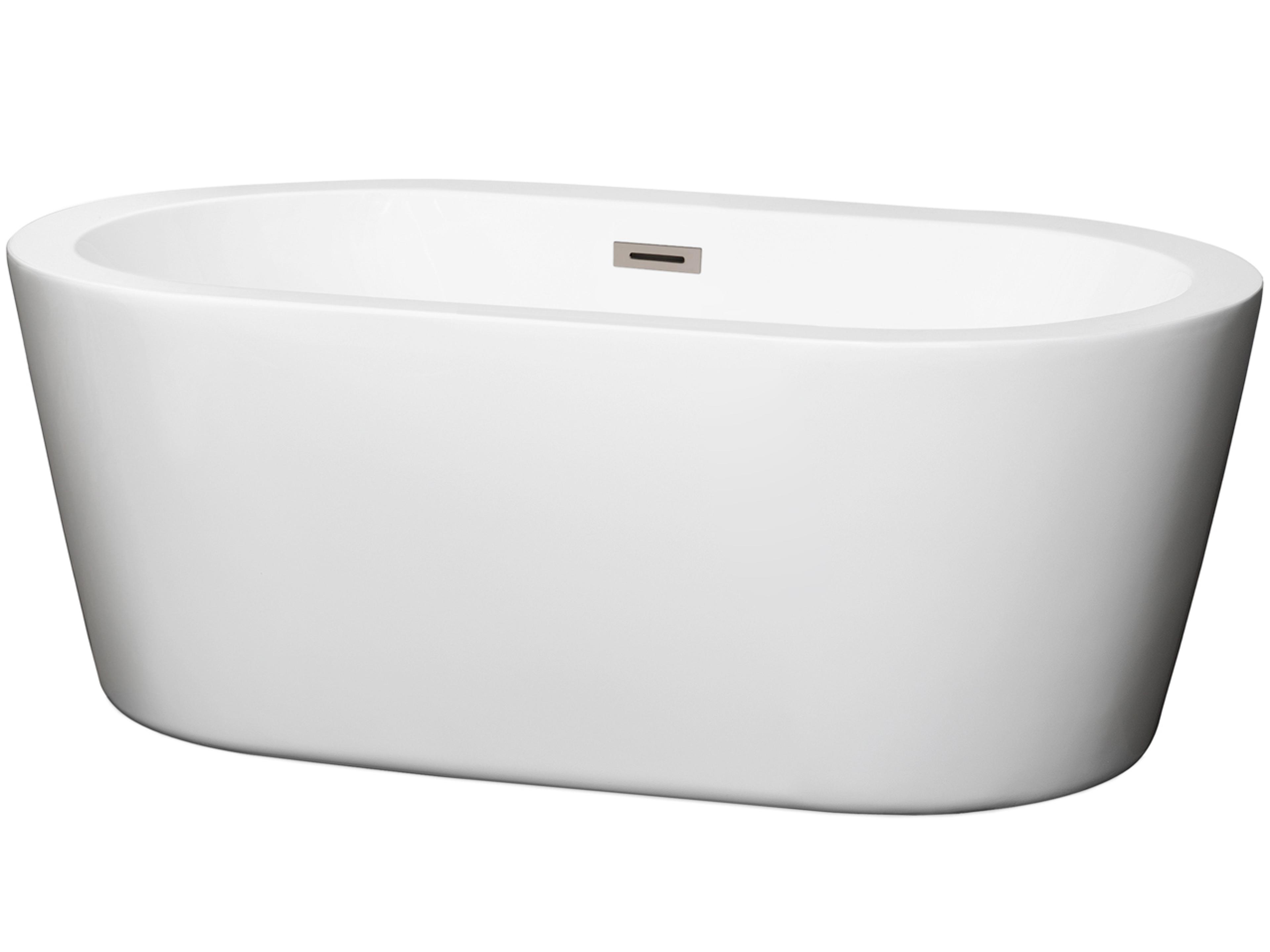 Wyndham Collection Mermaid White Bathtub with Drain and Overflow