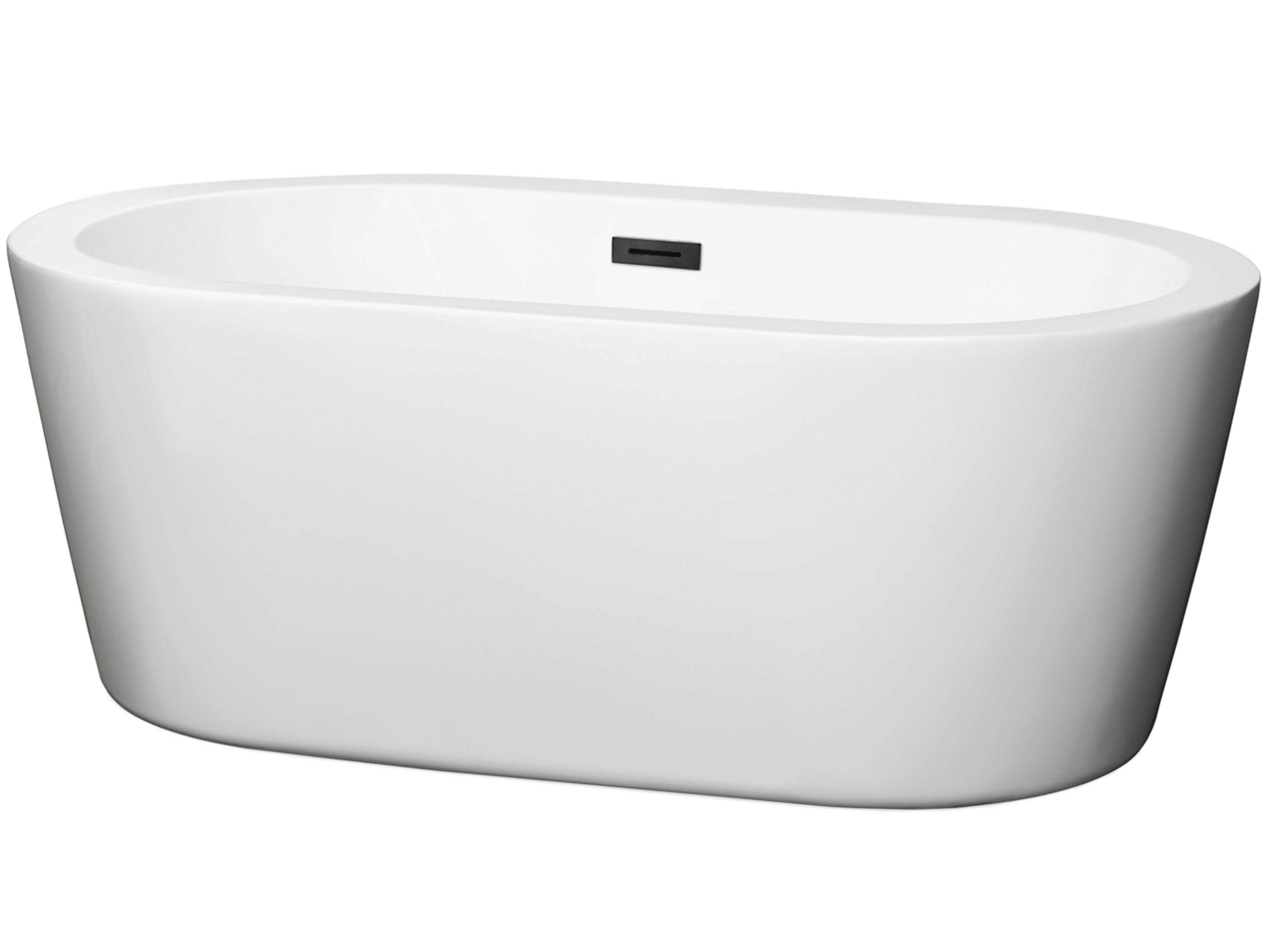 Wyndham Collection Mermaid White Bathtub with Drain and Overflow