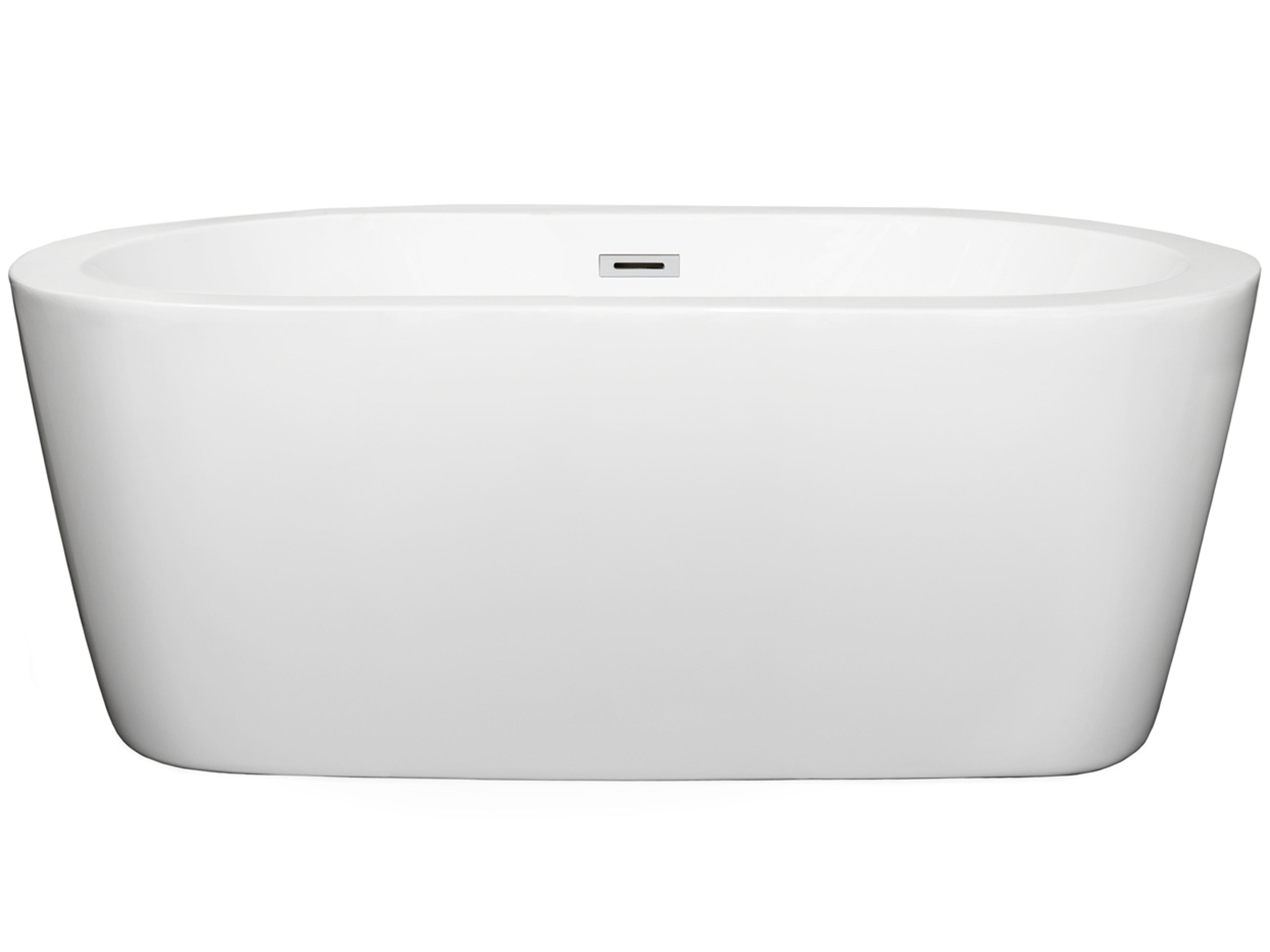 Wyndham Collection Mermaid White Bathtub with Drain and Overflow
