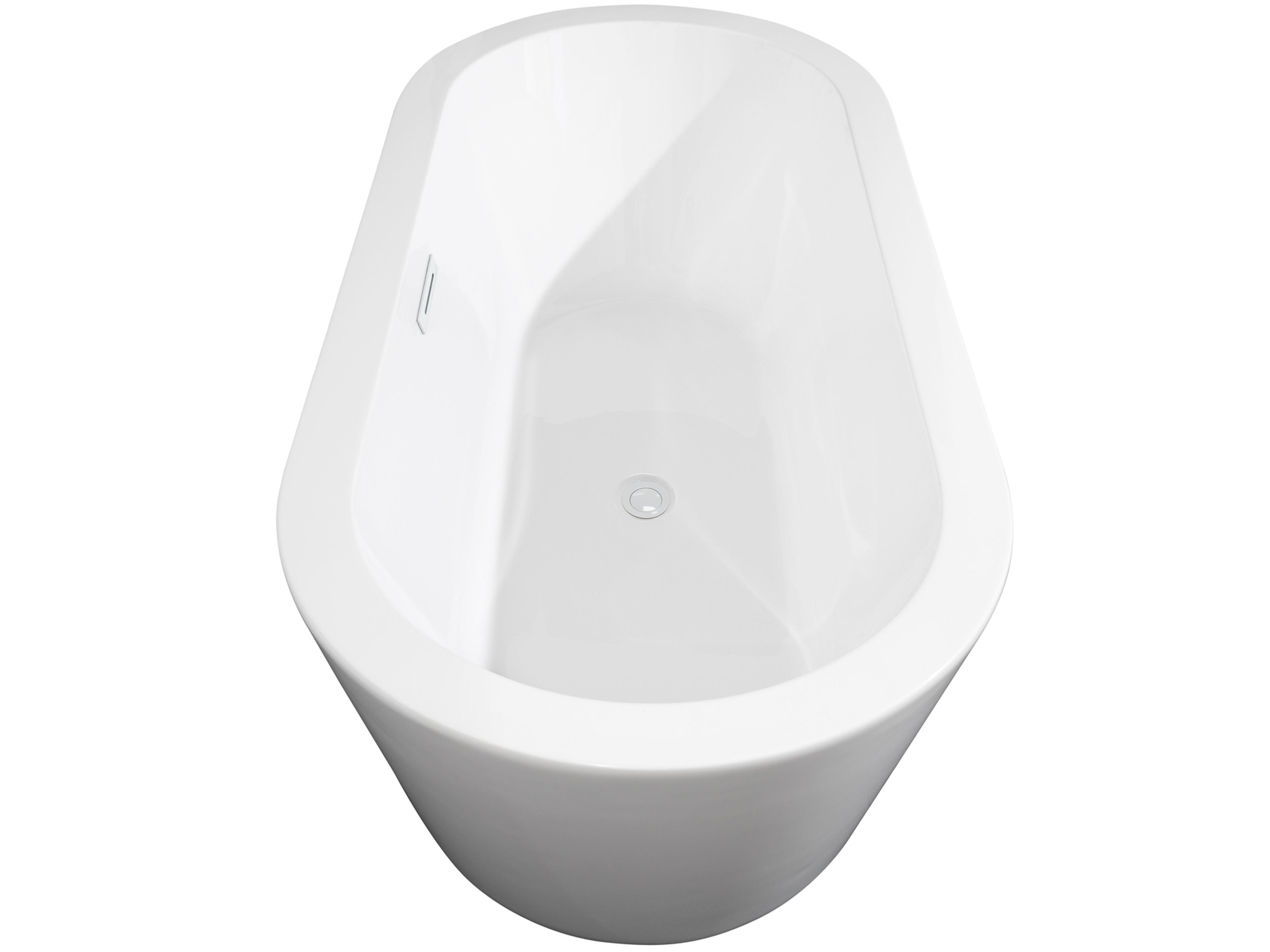 Wyndham Collection Mermaid White Bathtub with Shiny White Trim and Floor Mounted Faucet